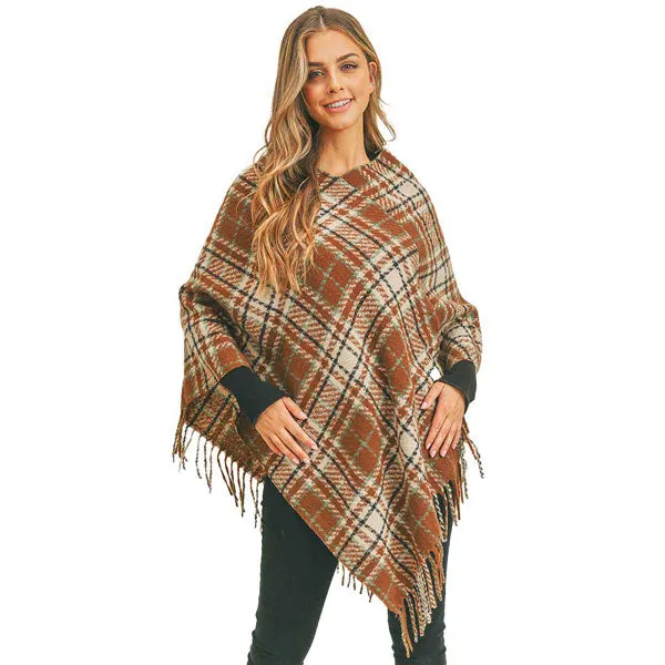 Multi Plaid Poncho Ruana Wrap