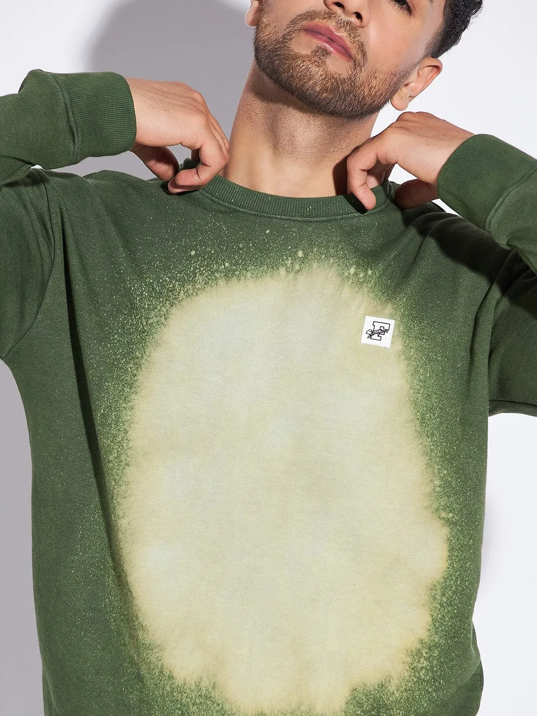 Olive Bleach Dyed Oversized Sweatshirt