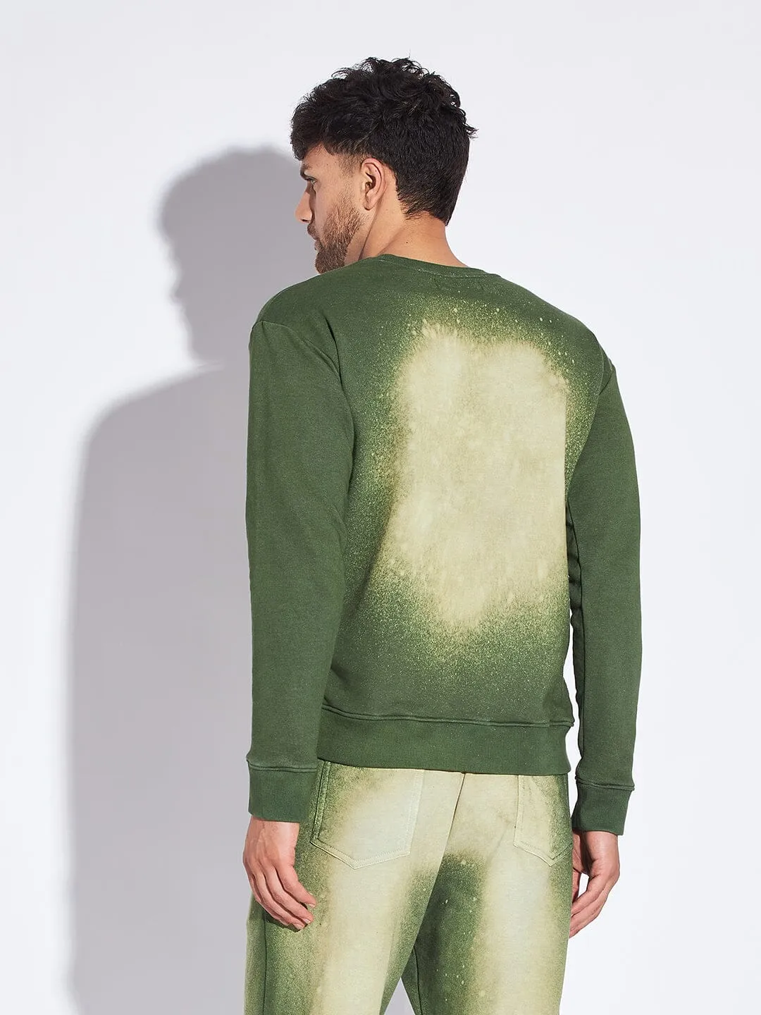 Olive Bleach Dyed Oversized Sweatshirt