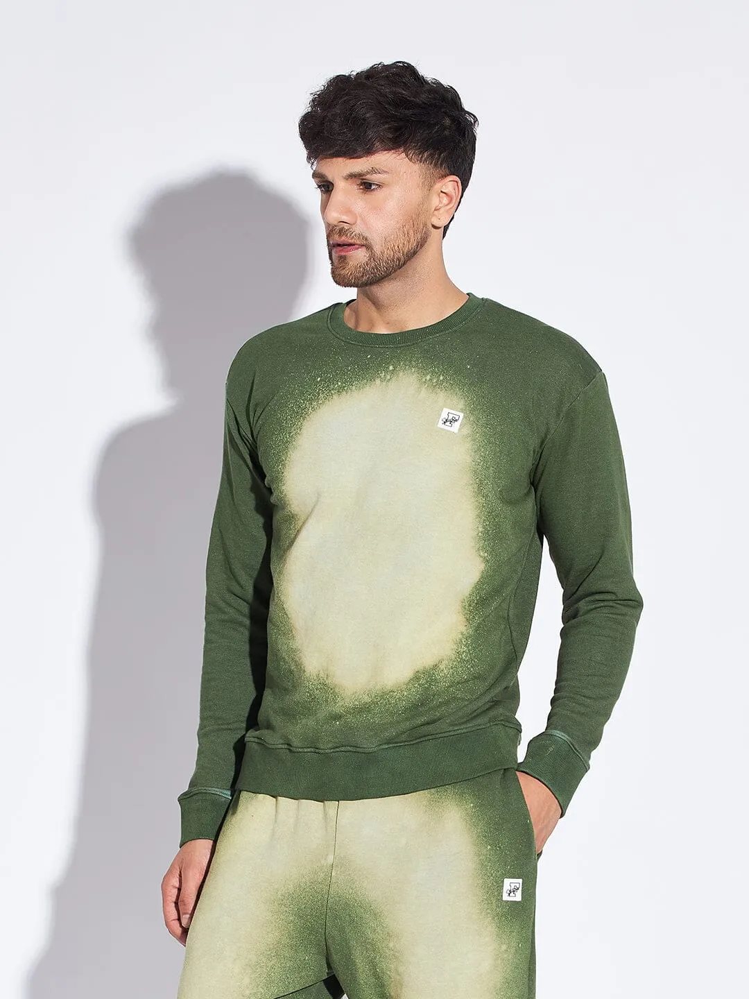 Olive Bleach Dyed Oversized Sweatshirt