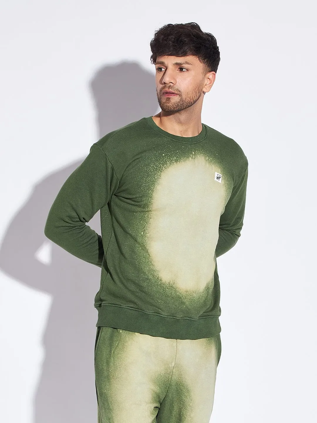 Olive Bleach Dyed Oversized Sweatshirt