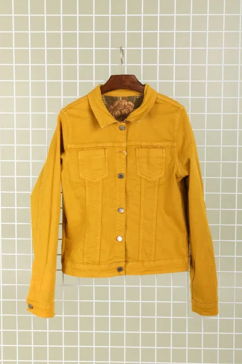 Onado Reversible Denim Jacket Houndstooth Mustard