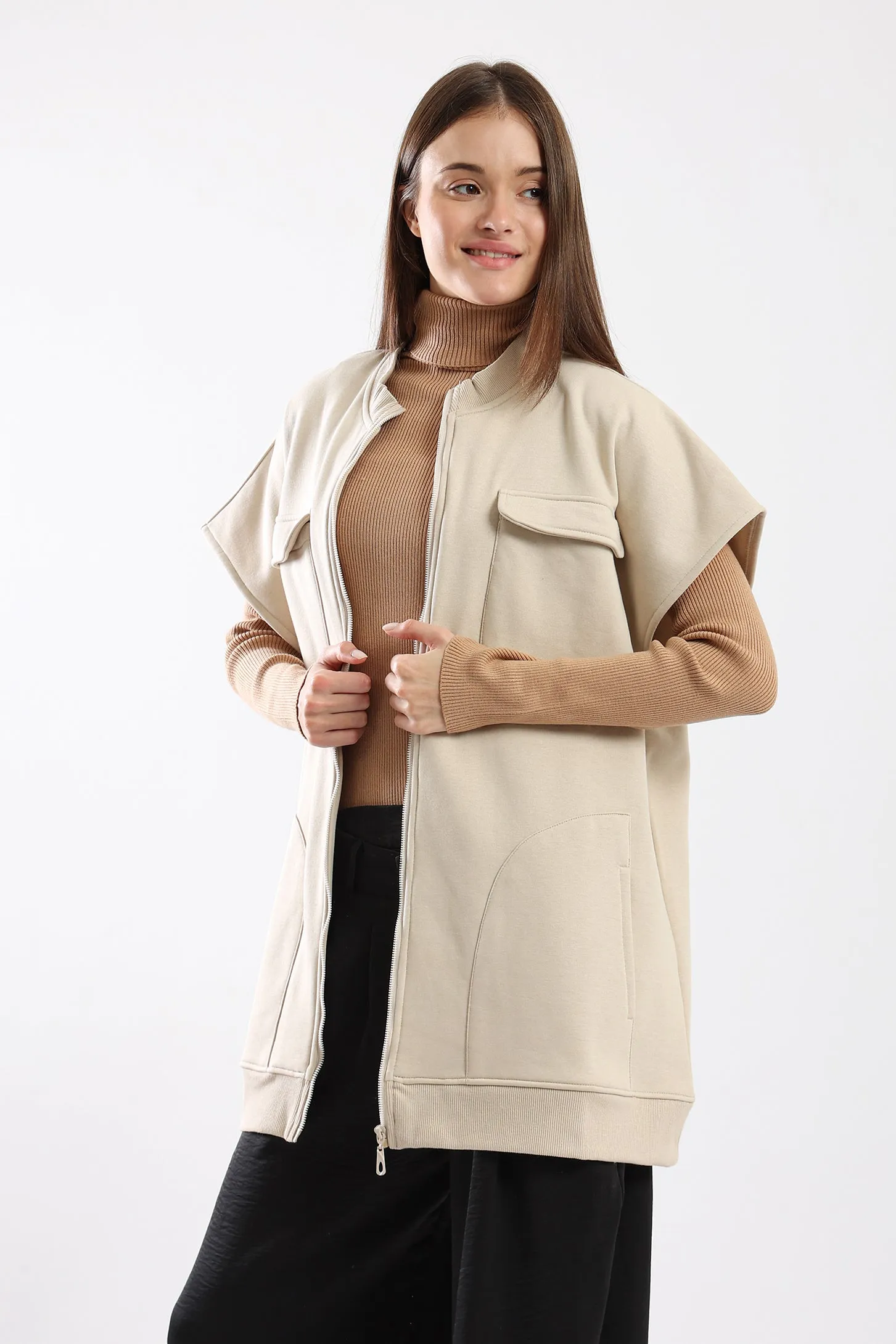 OVERSIZED VEST - BEIGE