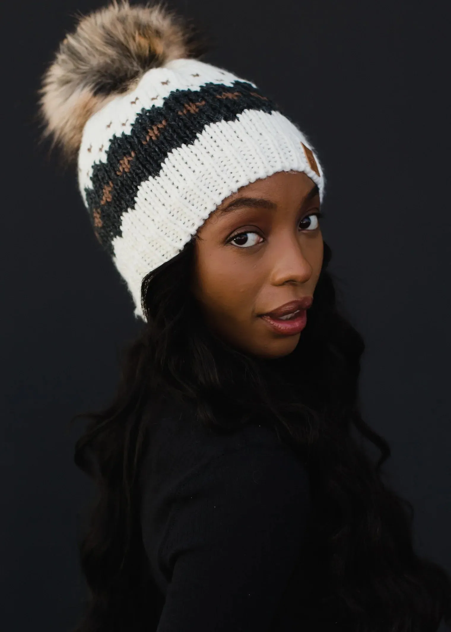 Patterned Pom Hat