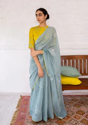 Periwinkle Daffodil Printed Saree