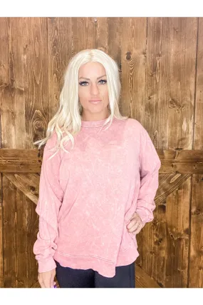 Pink French terry oversized sweater