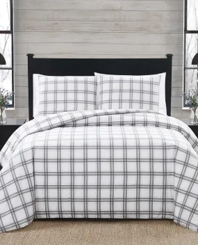 PLAID 3 PIECE FLANNEL COMFORTER SET