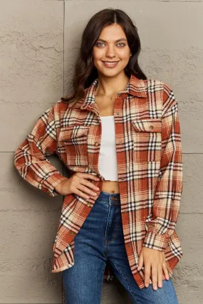 Plaid Button-Down Long Sleeve Shacket