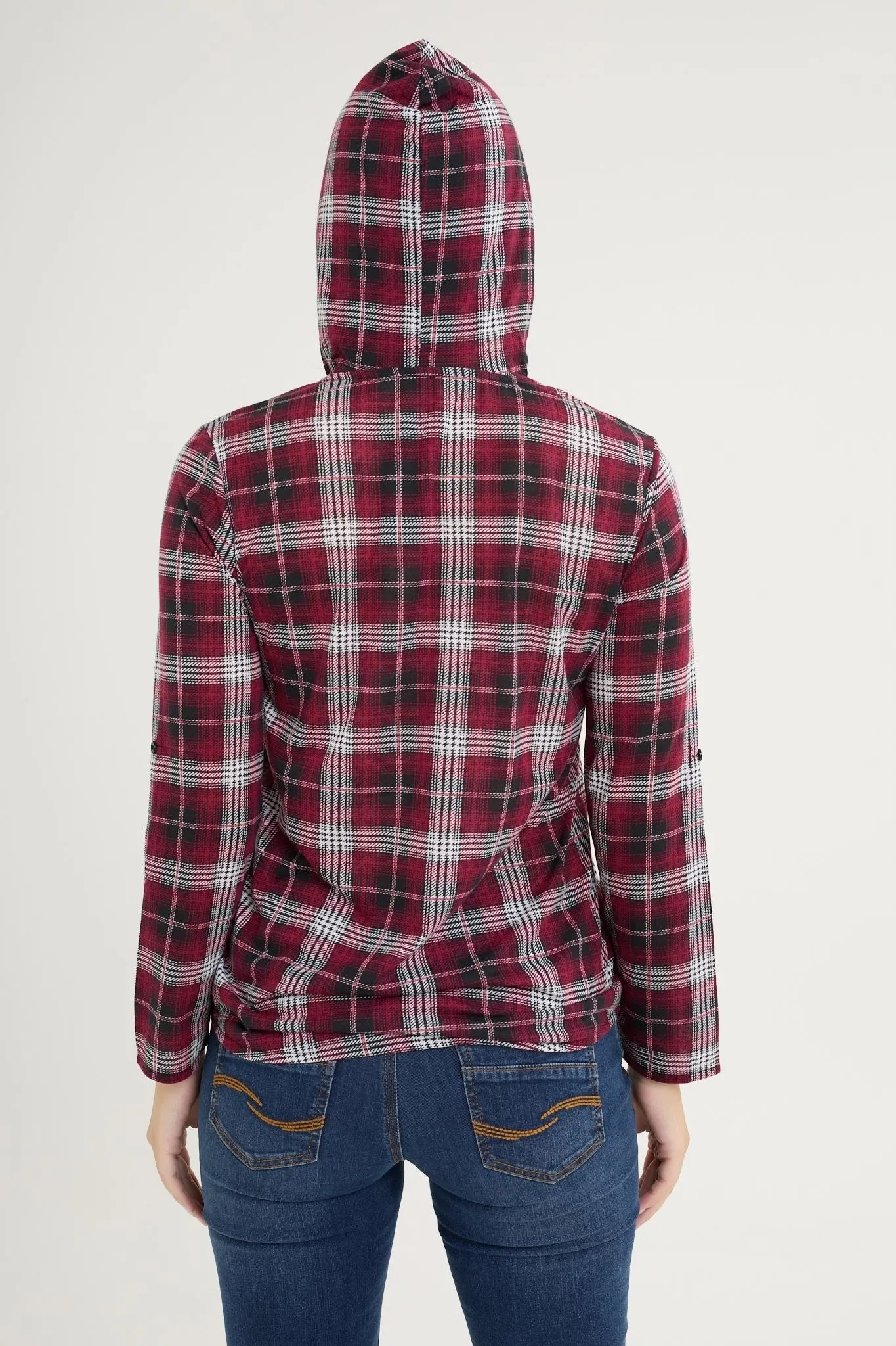 Plaid shirt and hood