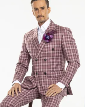 plaid suit, soft pink