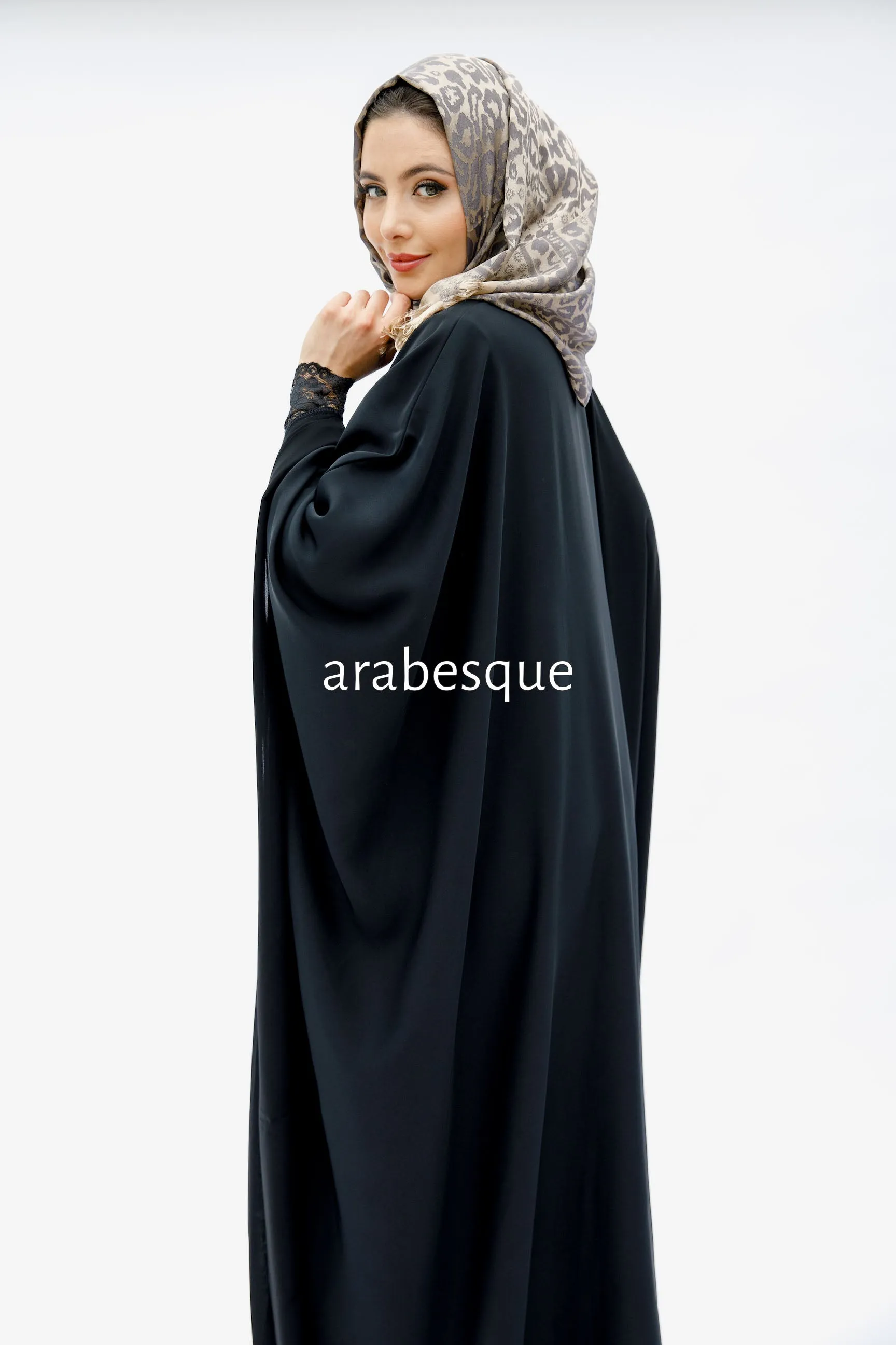 Plain Black Batwing Abaya (Open - Closed)