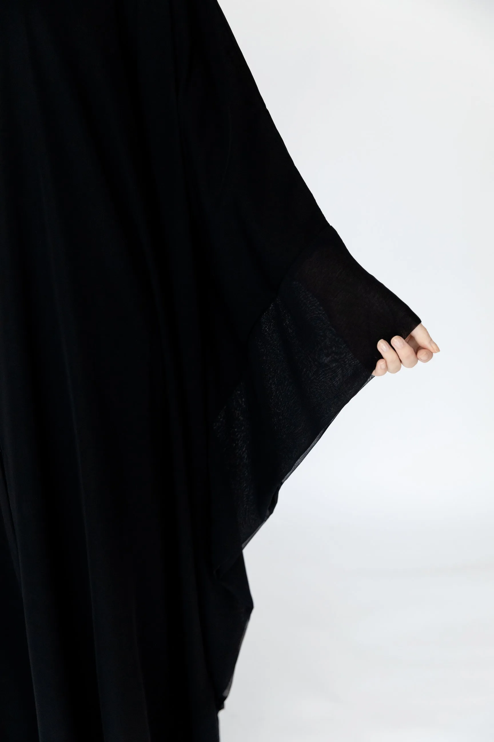 Plain Black Batwing Abaya (Open - Closed)