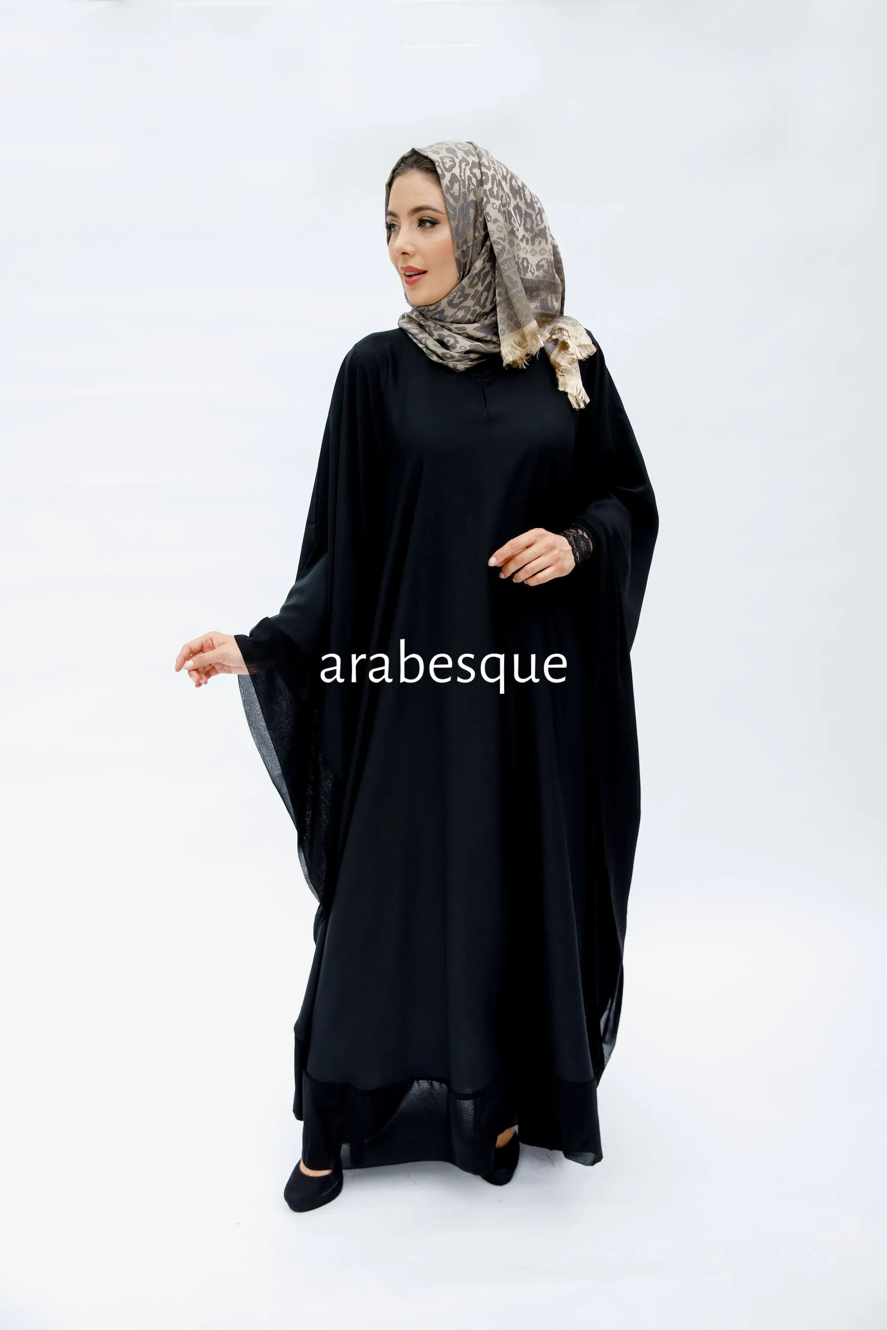 Plain Black Batwing Abaya (Open - Closed)