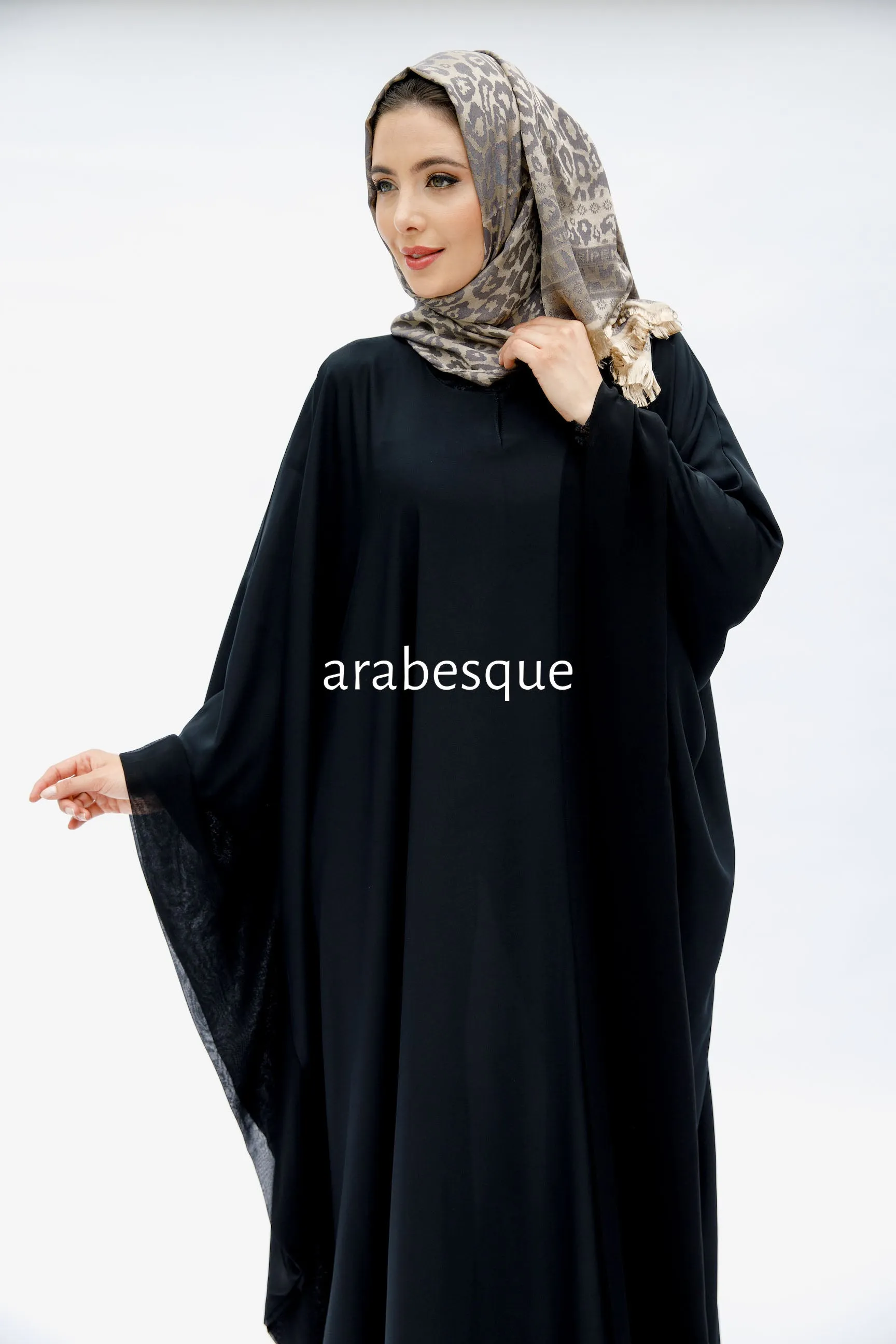 Plain Black Batwing Abaya (Open - Closed)