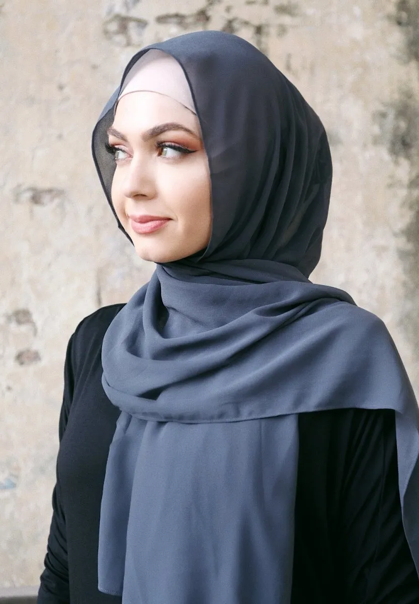 Plain Chiffon Dark Charcoal Hijab