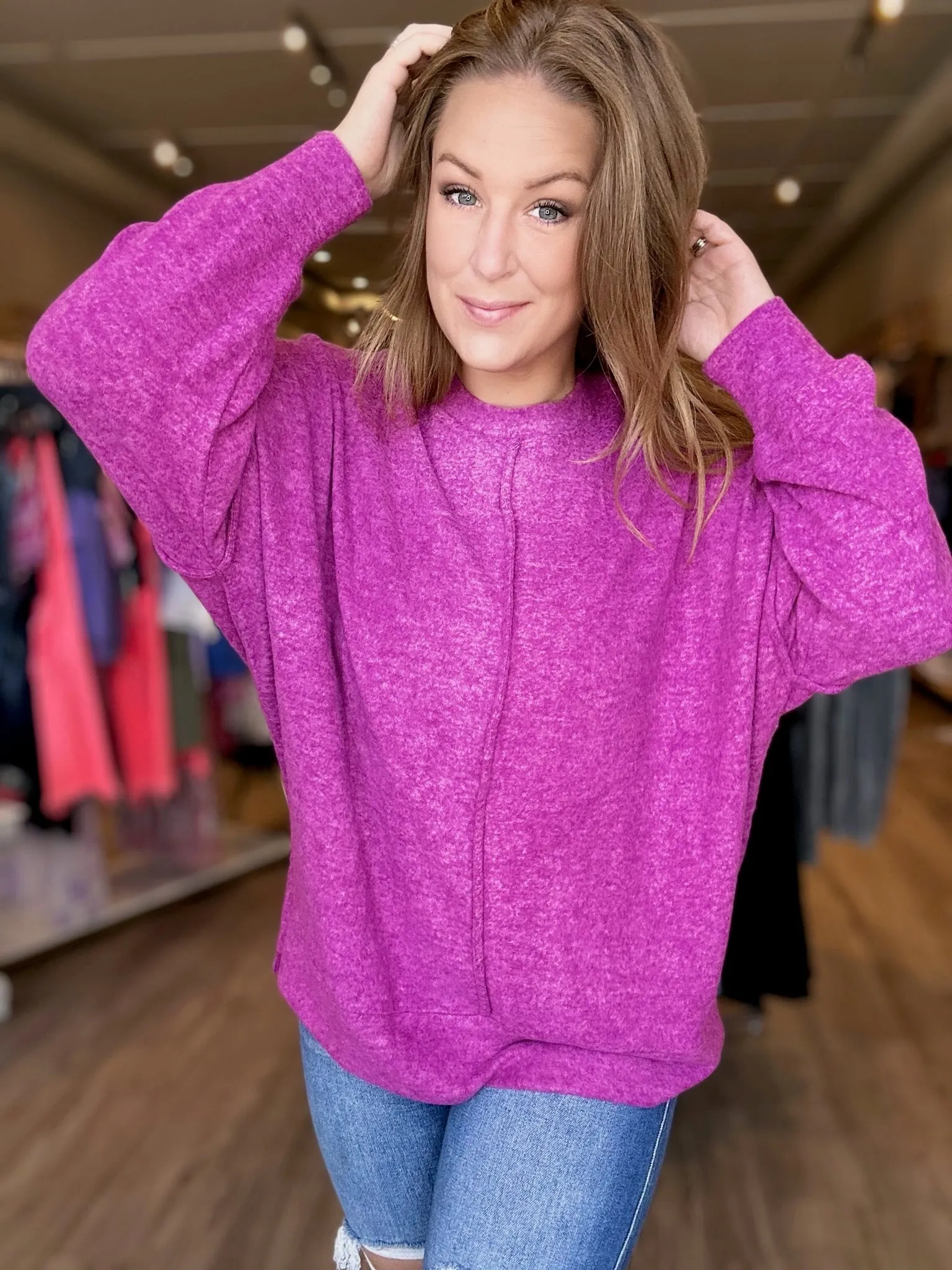 Plum Melange Oversized Sweater