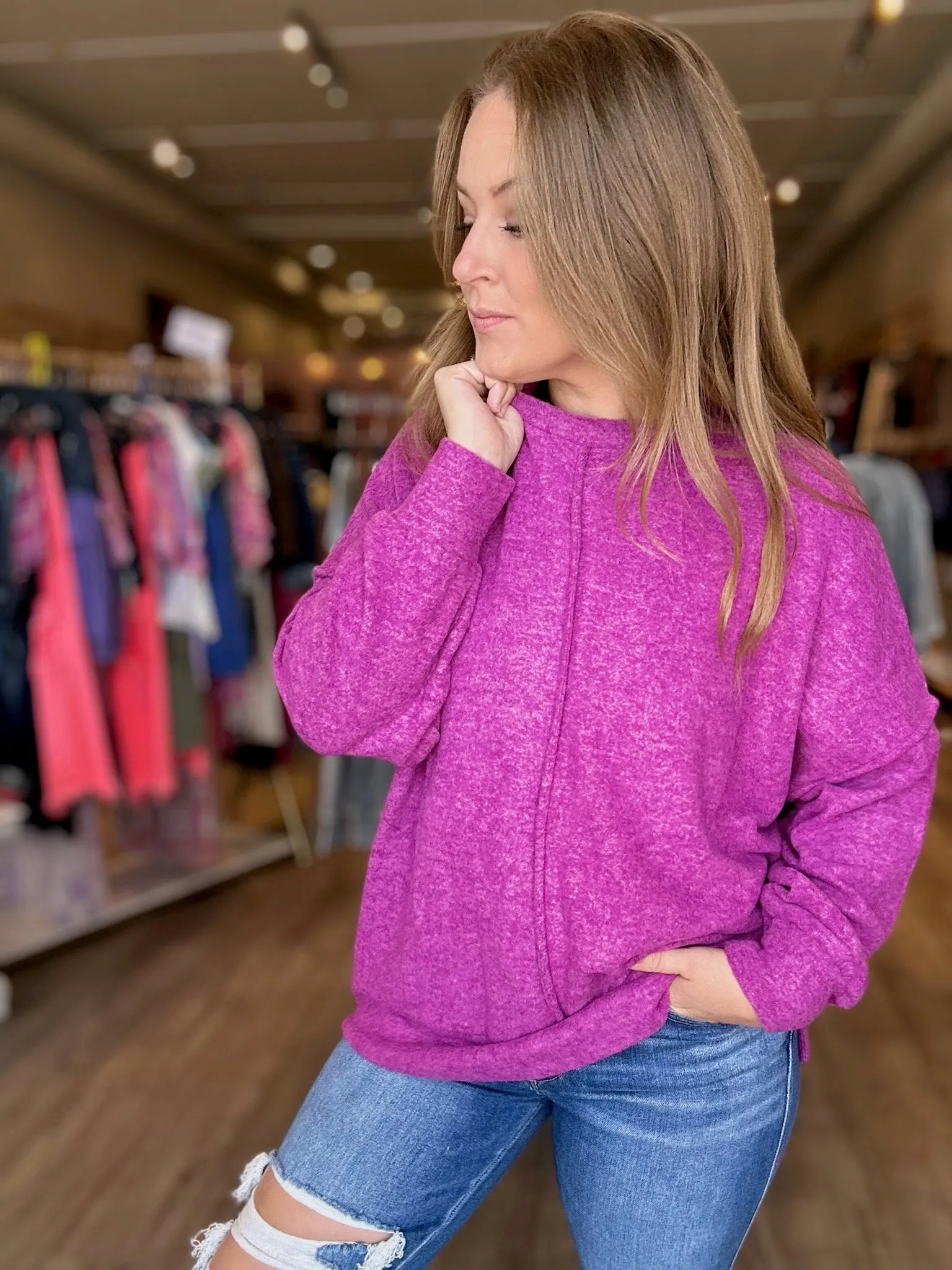 Plum Melange Oversized Sweater