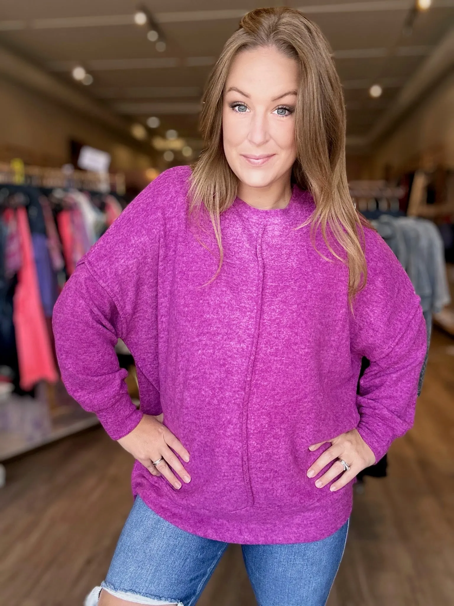 Plum Melange Oversized Sweater