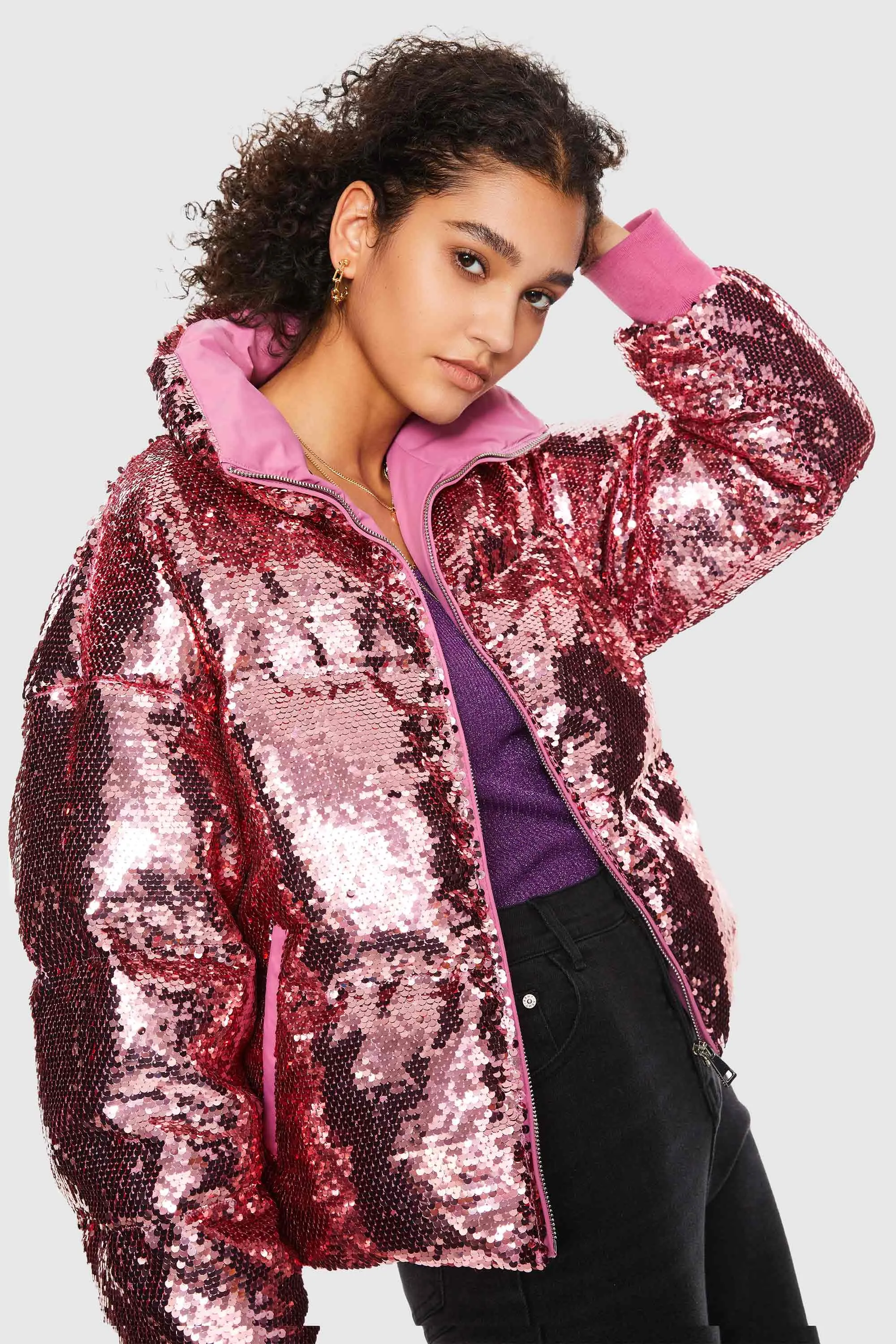 Puff-O O-Lab Shiny Sequin Stylish Glitter Jacket