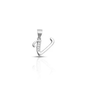 Pure 925 Silver Stylish "V" Letter Pendant