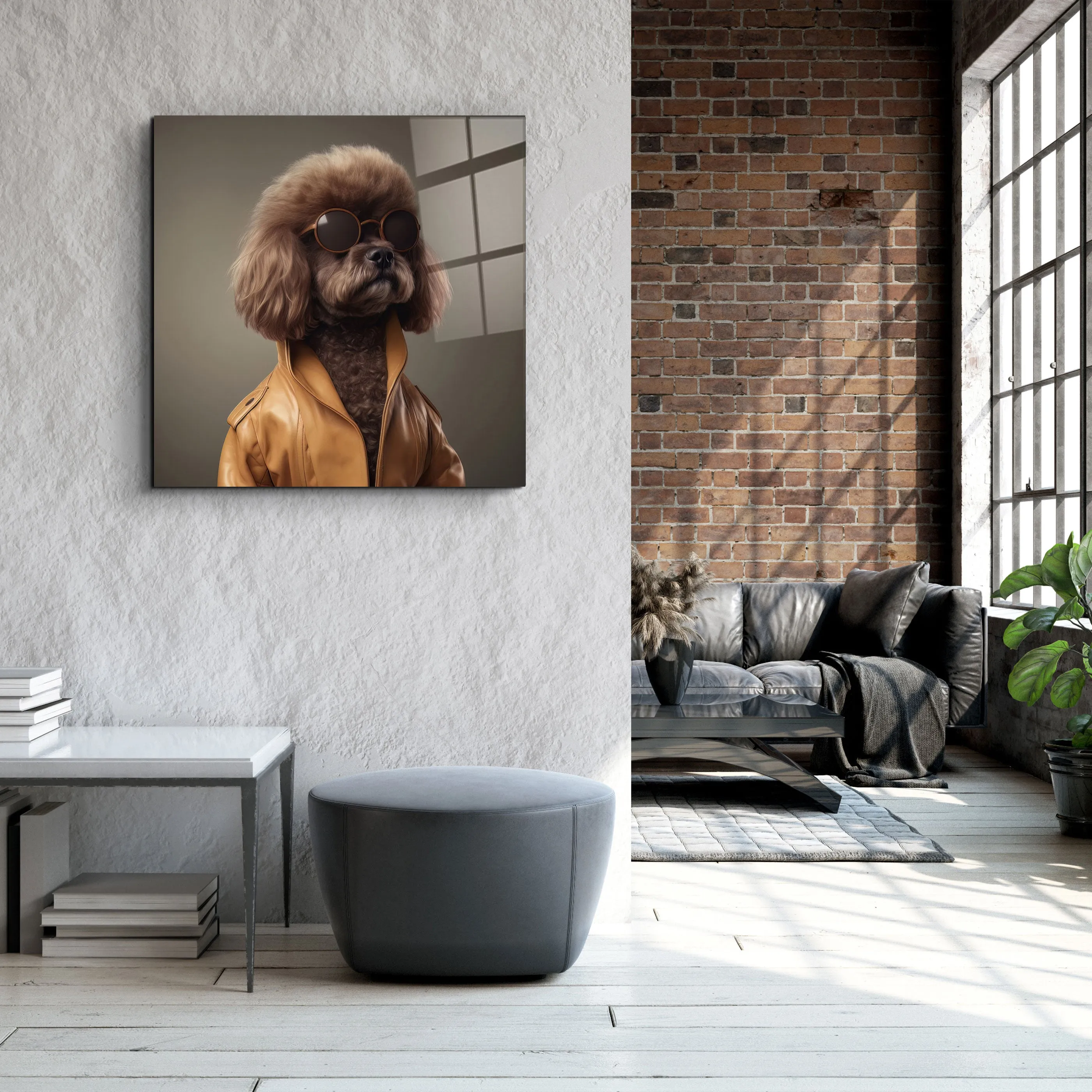 ."Stylish Dogs - V4". Designer's Collection Glass Wall Art