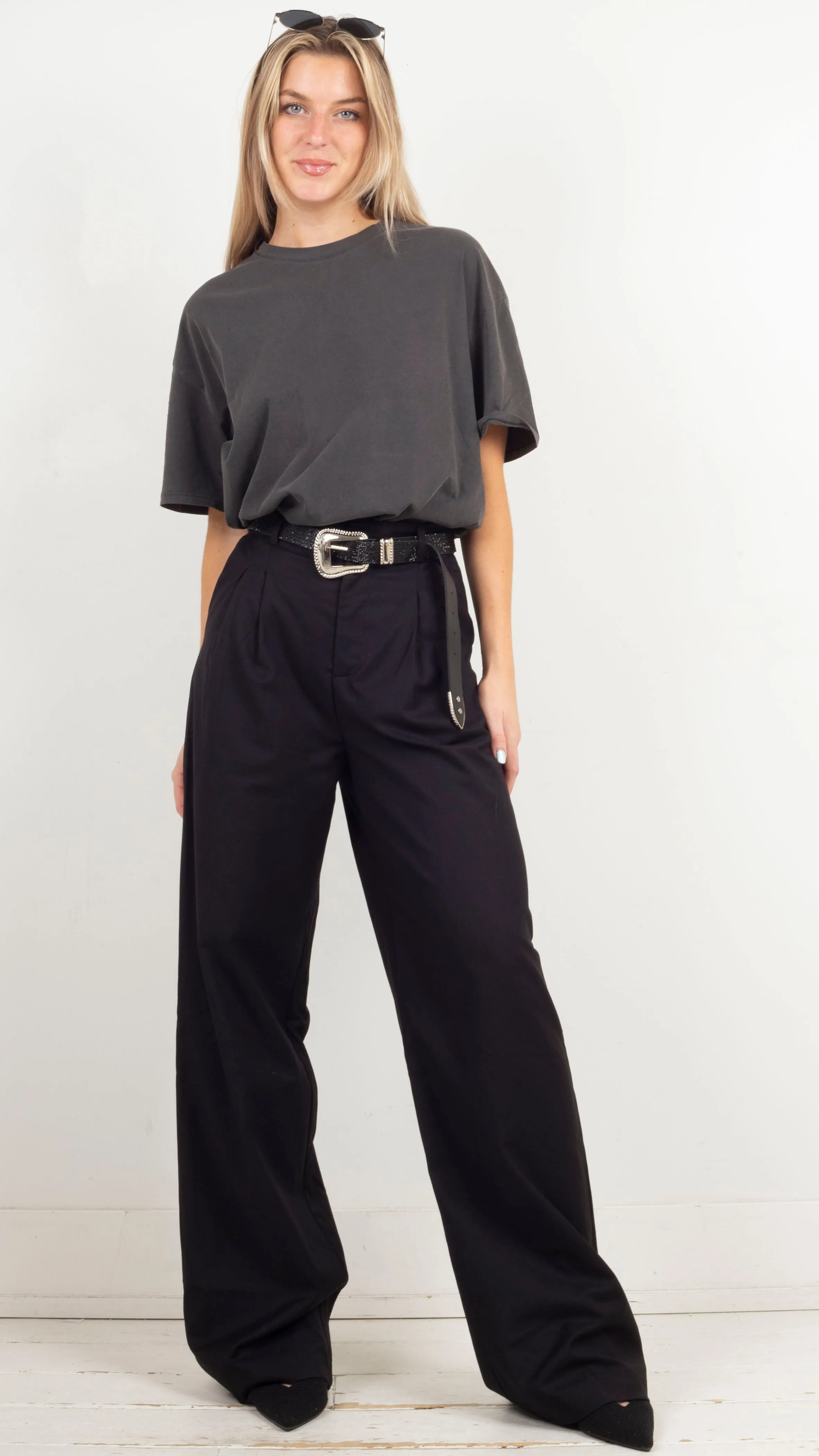 Round Neck Oversized Tee - Charcoal