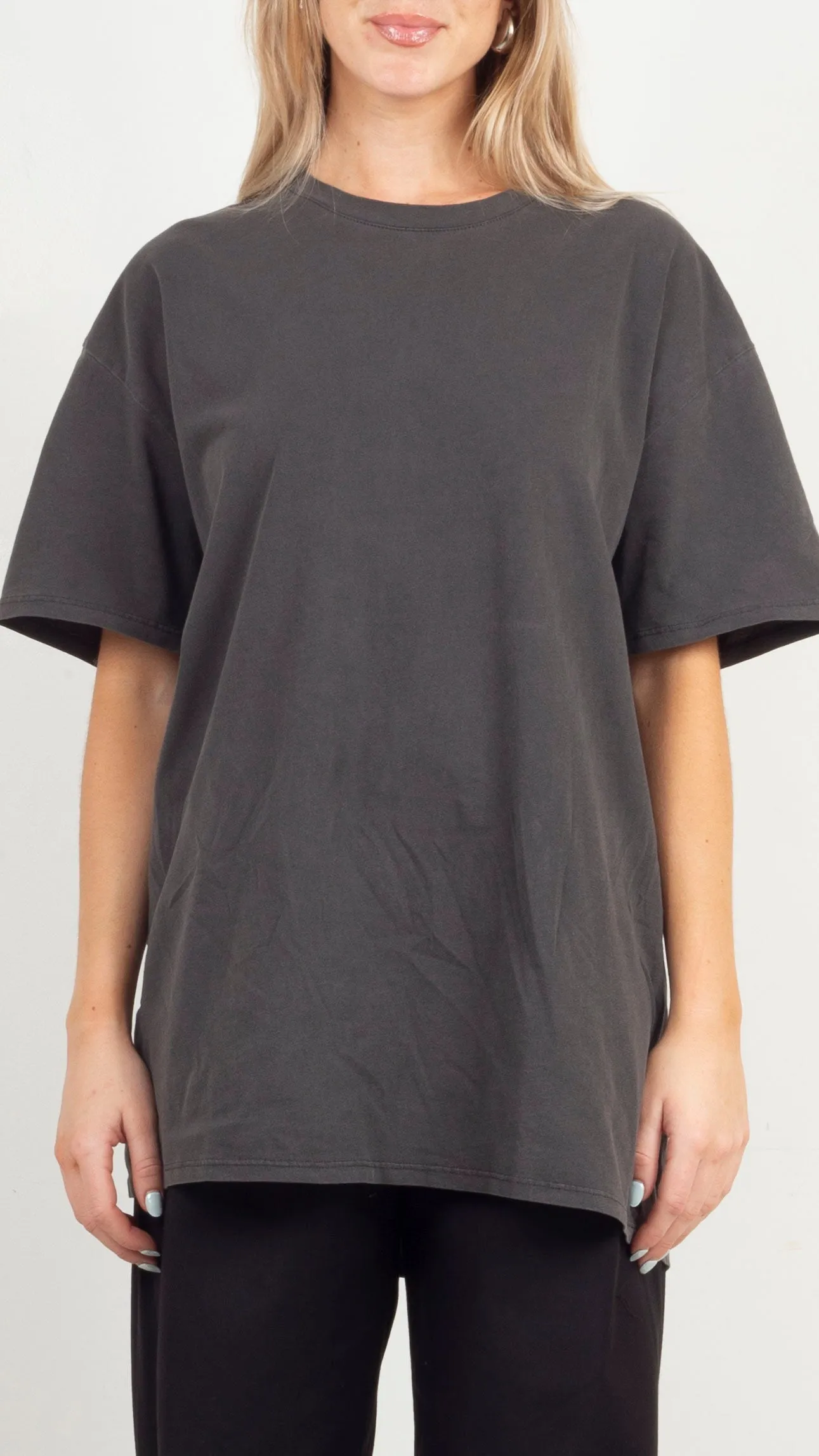 Round Neck Oversized Tee - Charcoal