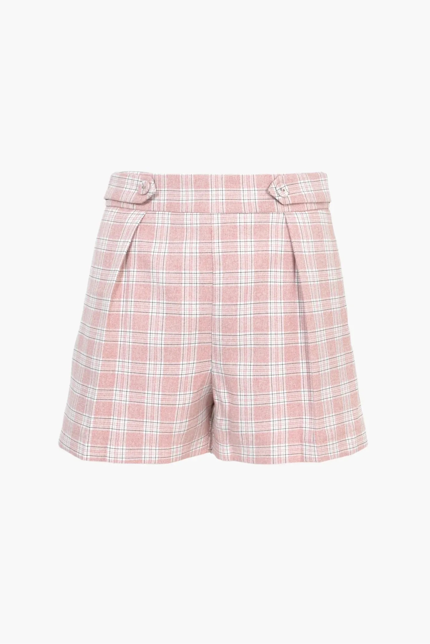 Short Violet Plaid Front Pleat