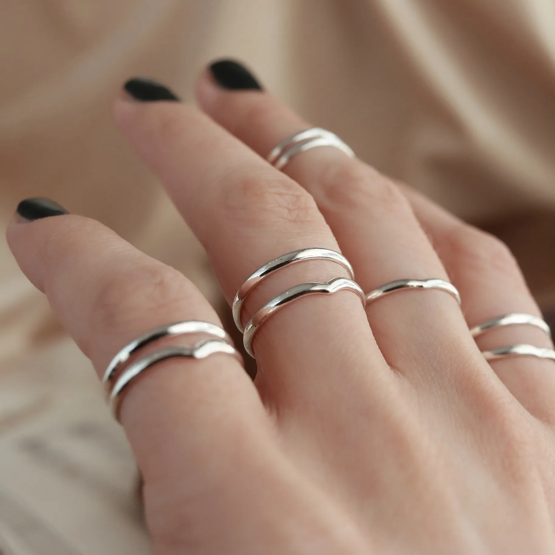 Simple Plain Band Gentle Wishbone Ring