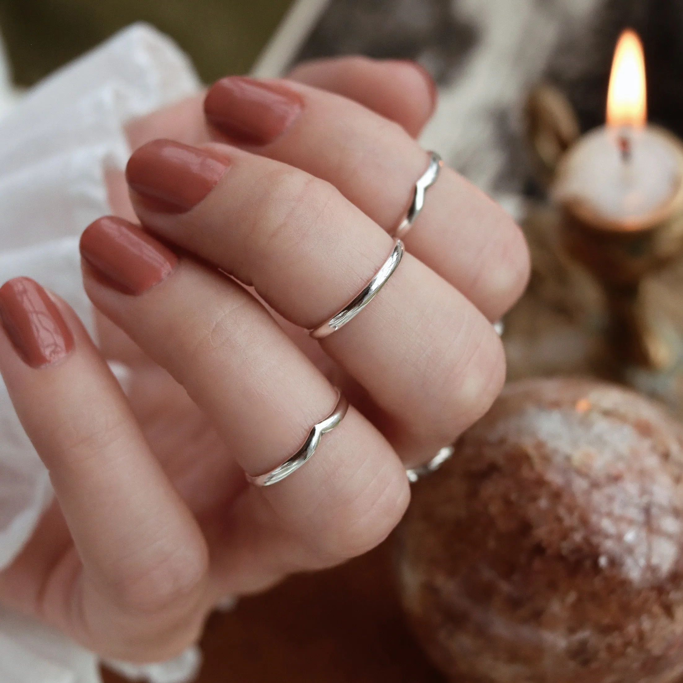 Simple Plain Band Gentle Wishbone Ring