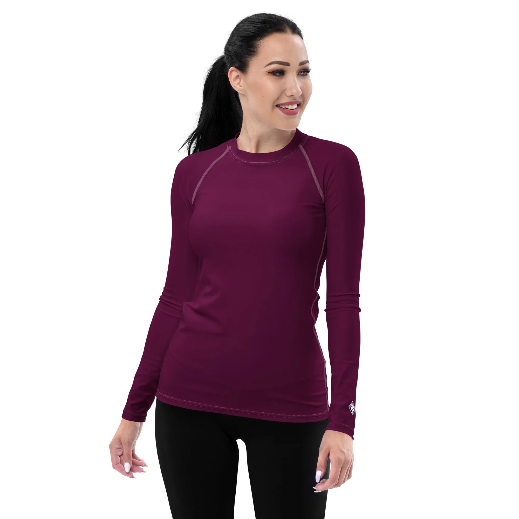 Simply Stylish: Women's Solid Color Long Sleeve Rash Guard - Tyrian Purple