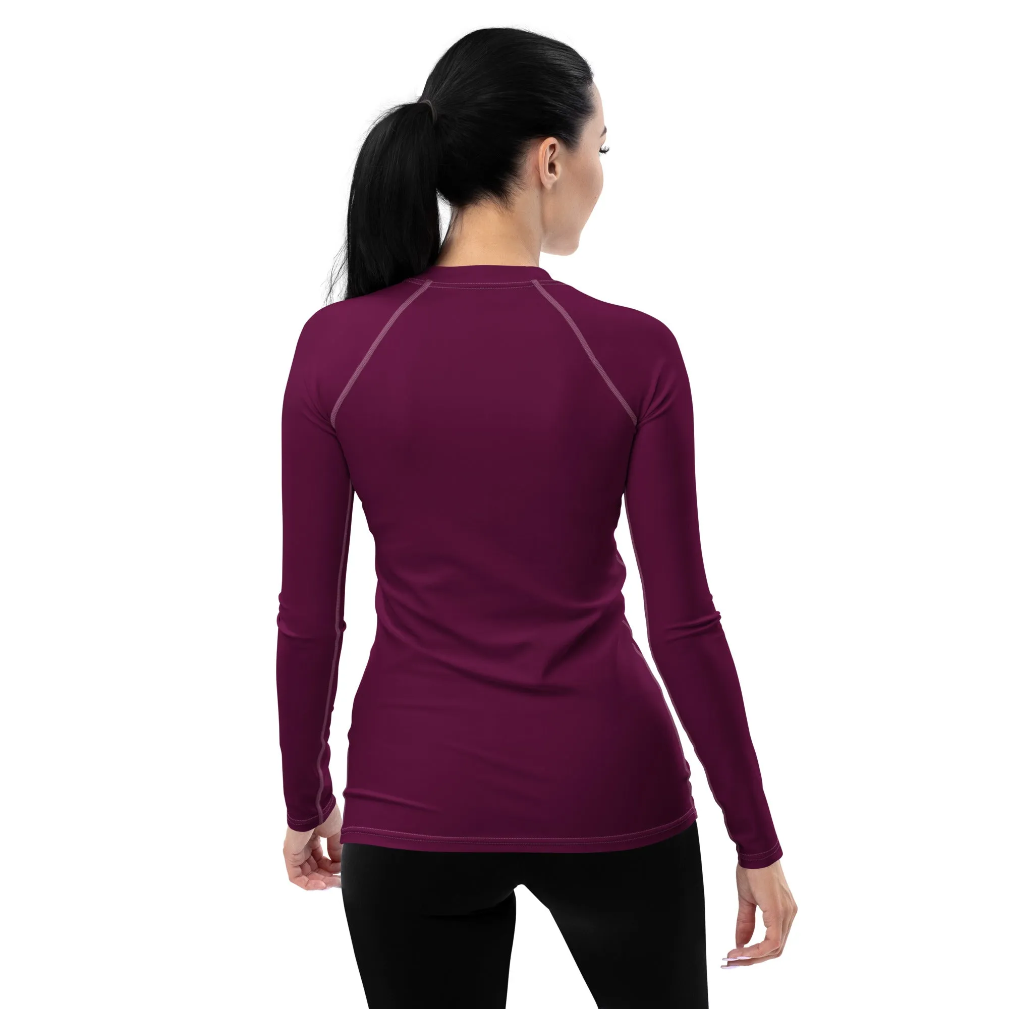 Simply Stylish: Women's Solid Color Long Sleeve Rash Guard - Tyrian Purple