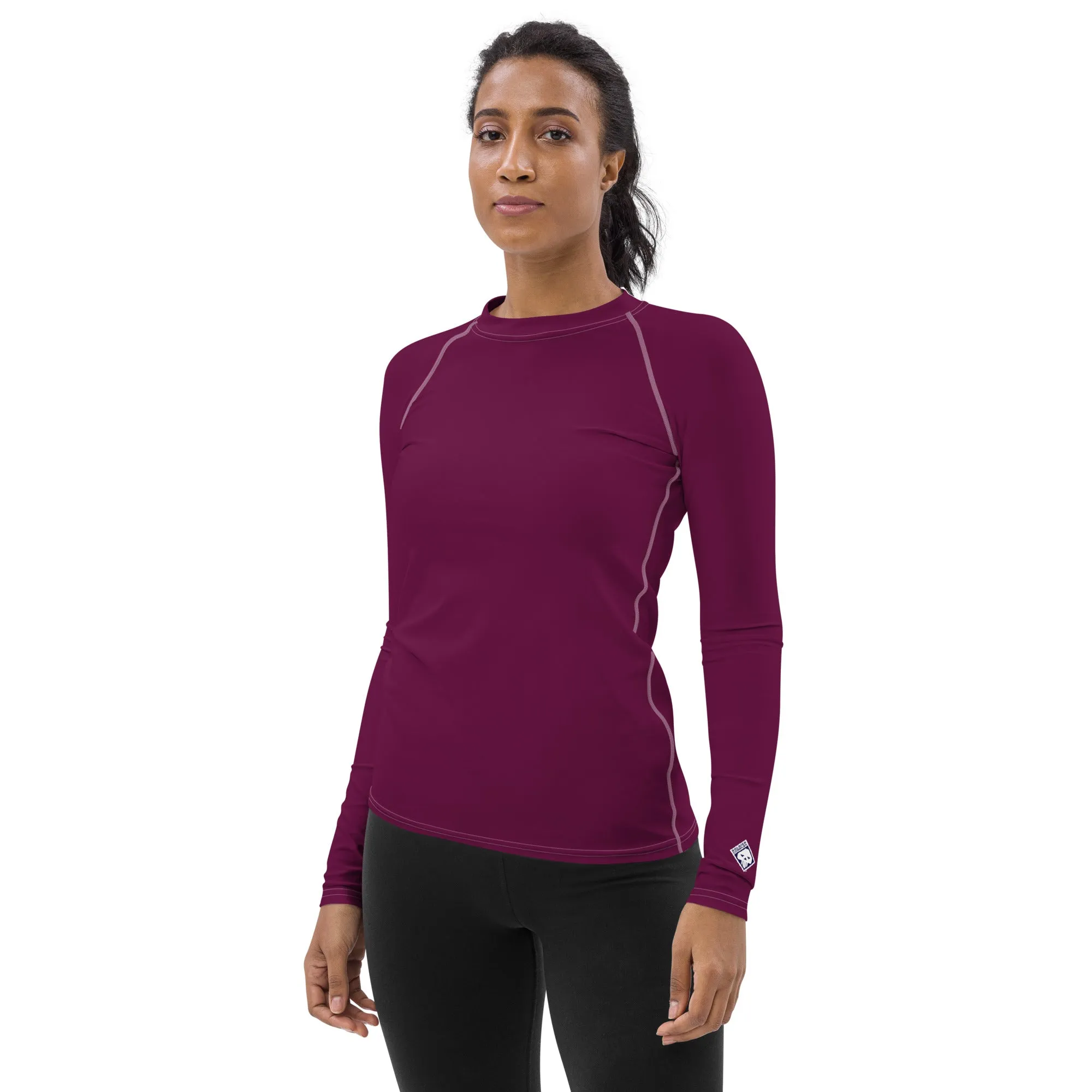 Simply Stylish: Women's Solid Color Long Sleeve Rash Guard - Tyrian Purple