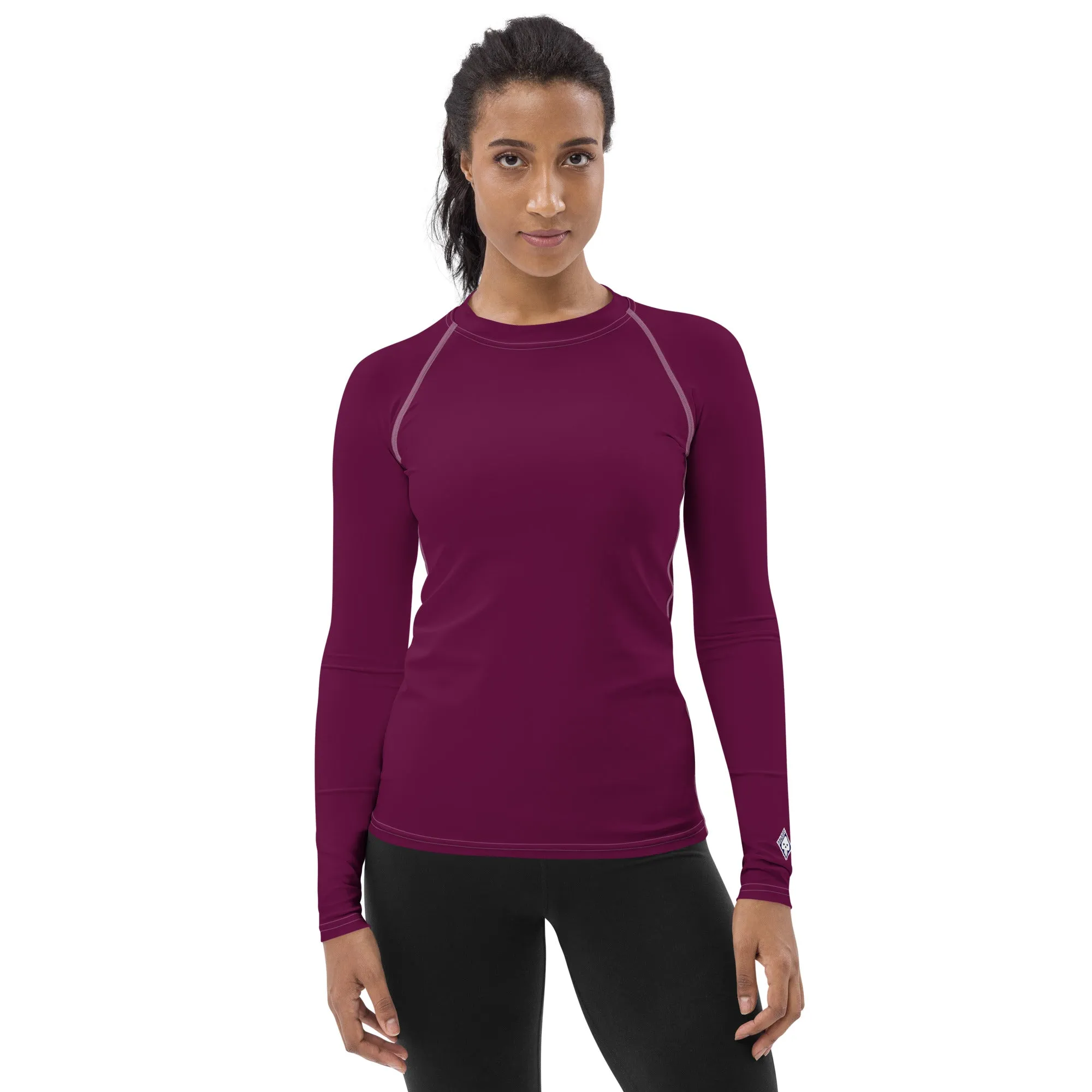 Simply Stylish: Women's Solid Color Long Sleeve Rash Guard - Tyrian Purple