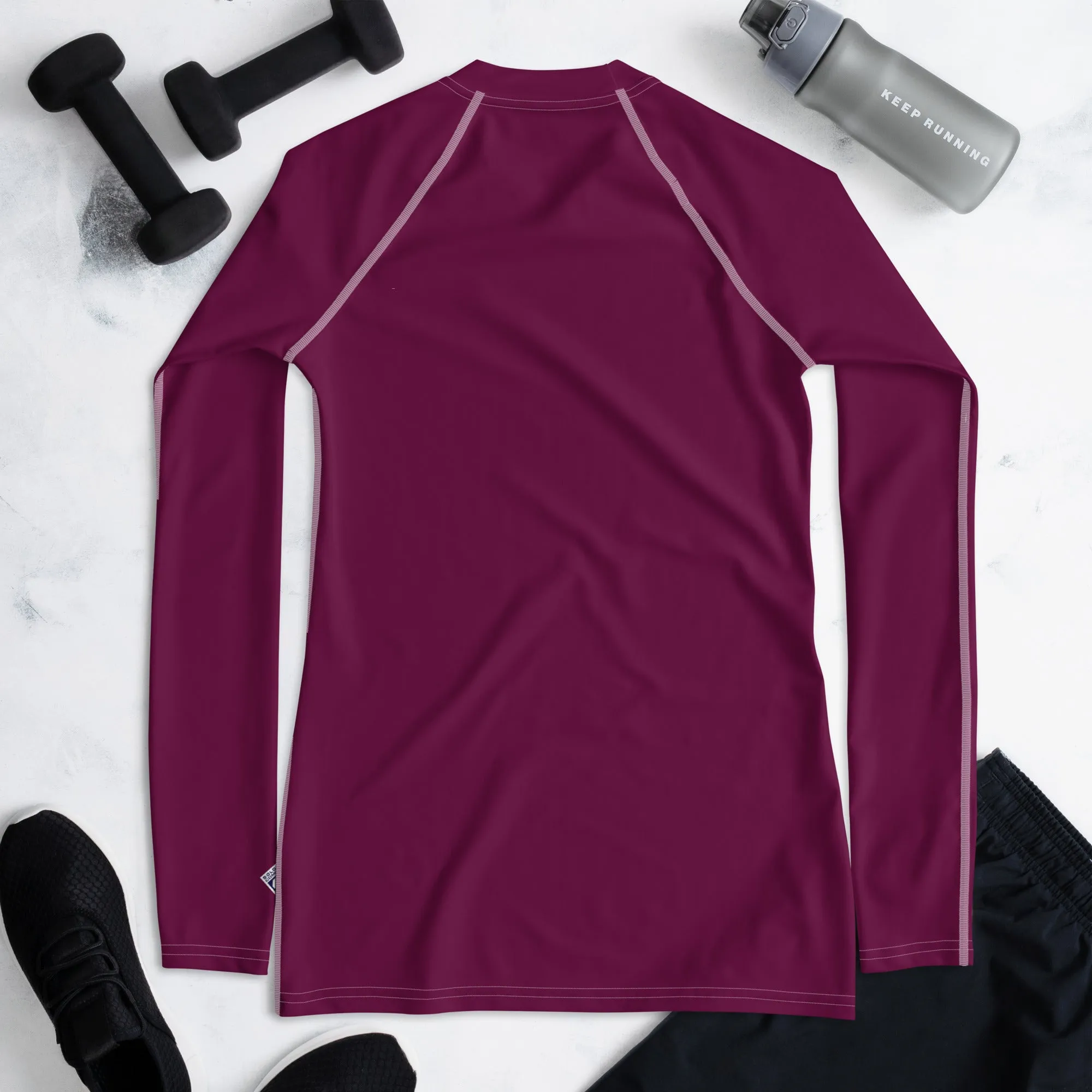 Simply Stylish: Women's Solid Color Long Sleeve Rash Guard - Tyrian Purple