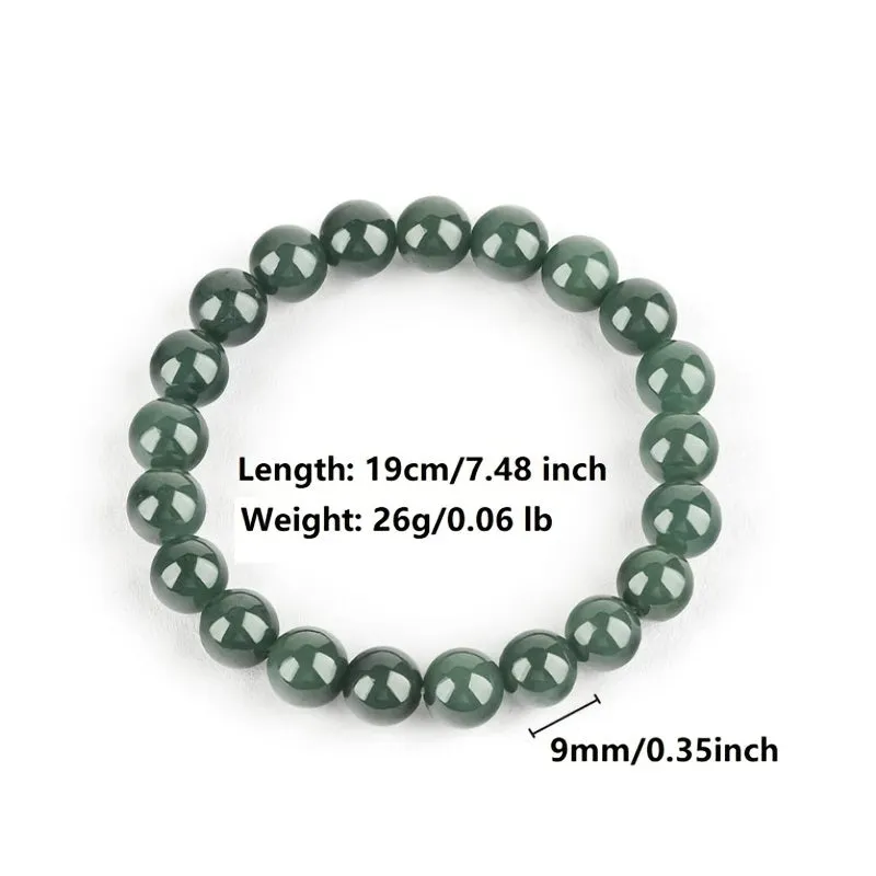 Stay Cool and Stylish with our Natural Jade Beaded Stretch Bracelet - Minimalist Design in Oil and Bit Green