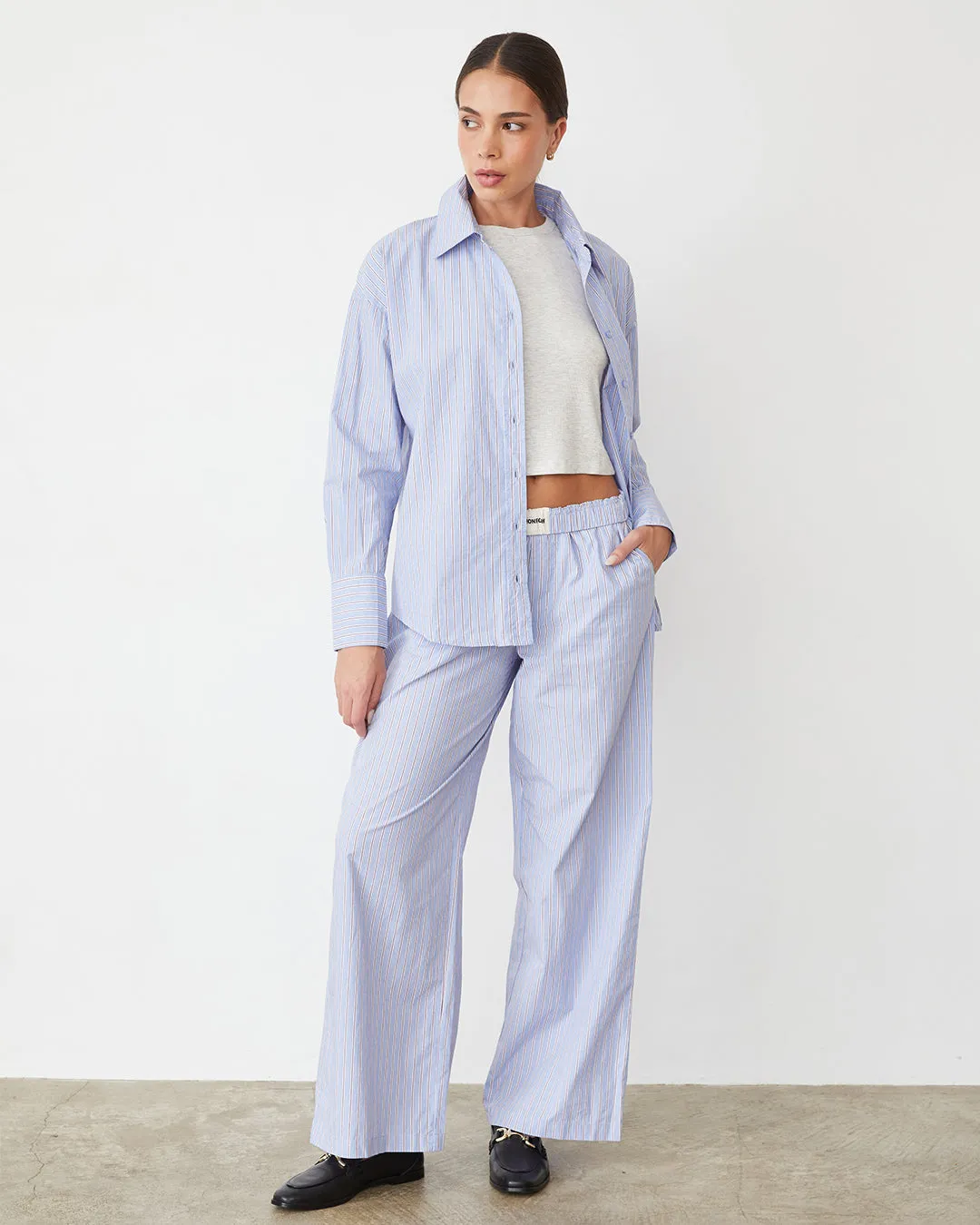 Stripe Poplin Oversized Shirt