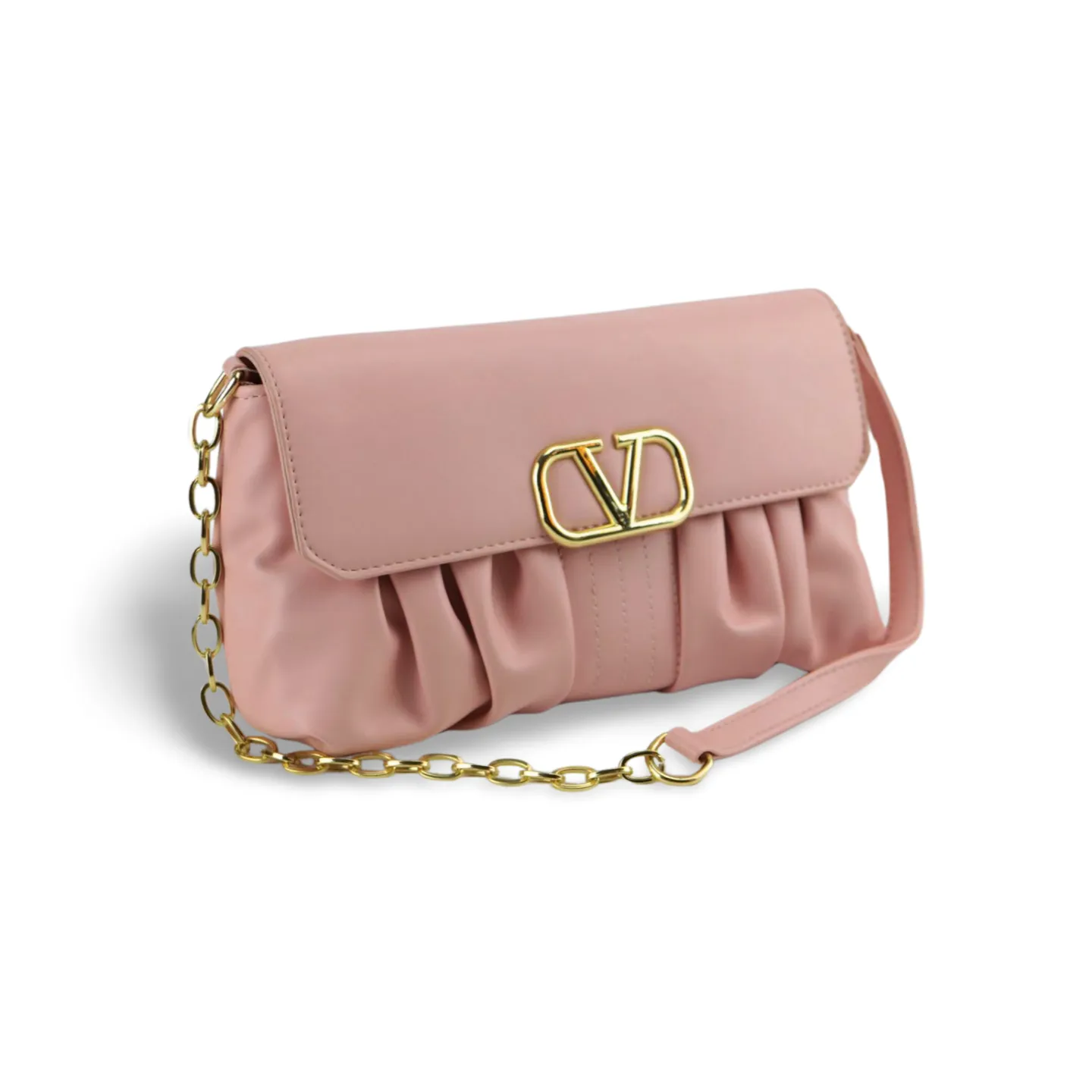 Stylish and Versatile Crossbody Purse with V Logo And Detachable Gold Chain