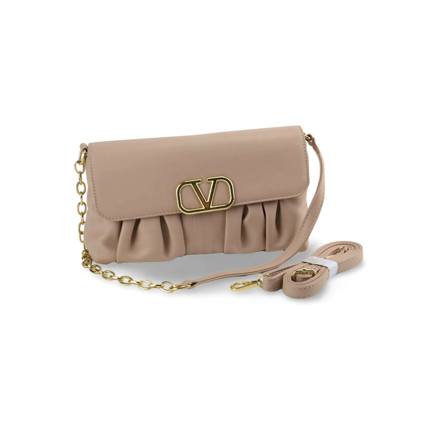 Stylish and Versatile Crossbody Purse with V Logo And Detachable Gold Chain