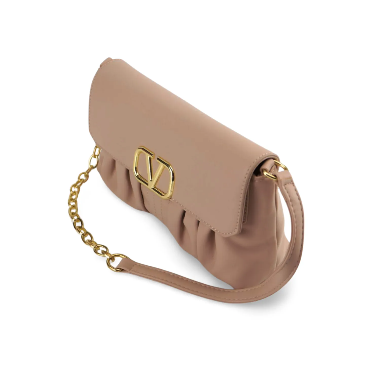 Stylish and Versatile Crossbody Purse with V Logo And Detachable Gold Chain