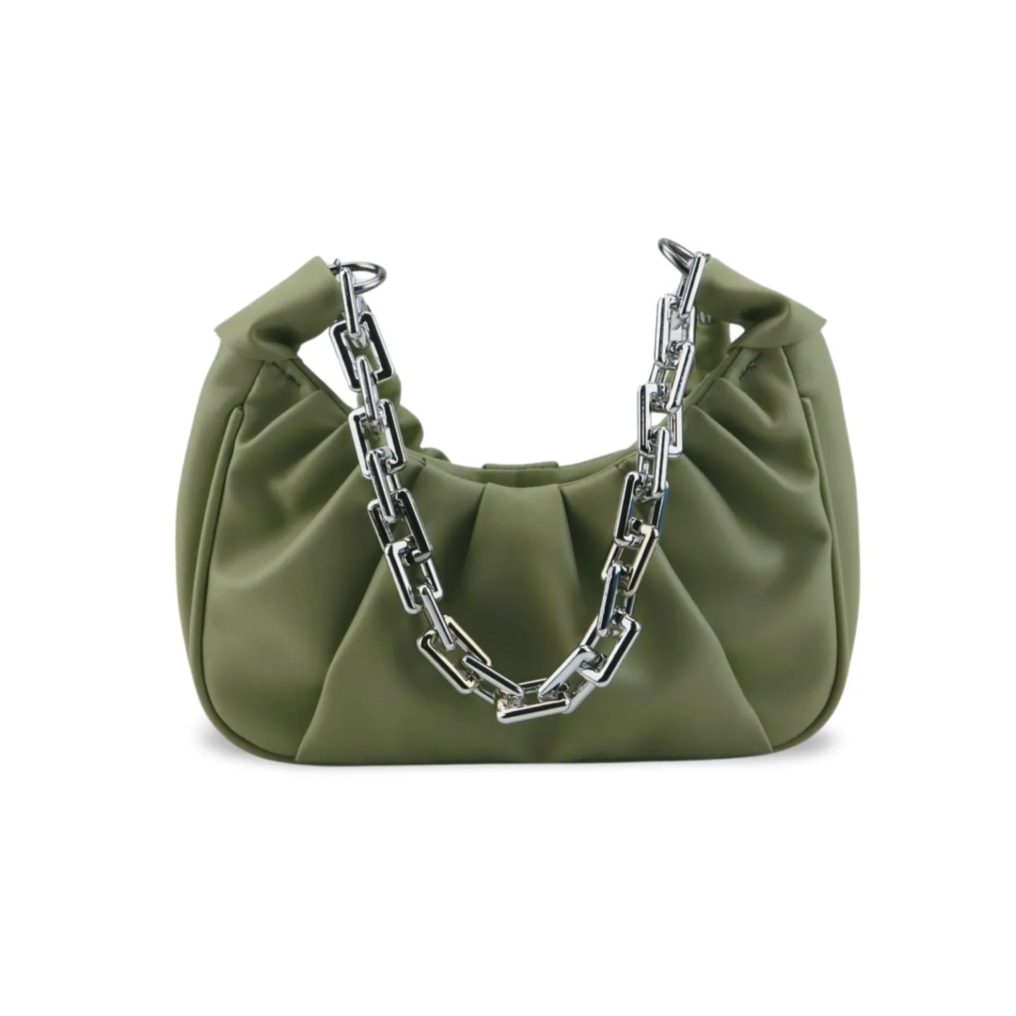 Stylish Crossbody Cloud Bag With Thick Silver Chain and Detachable Strap