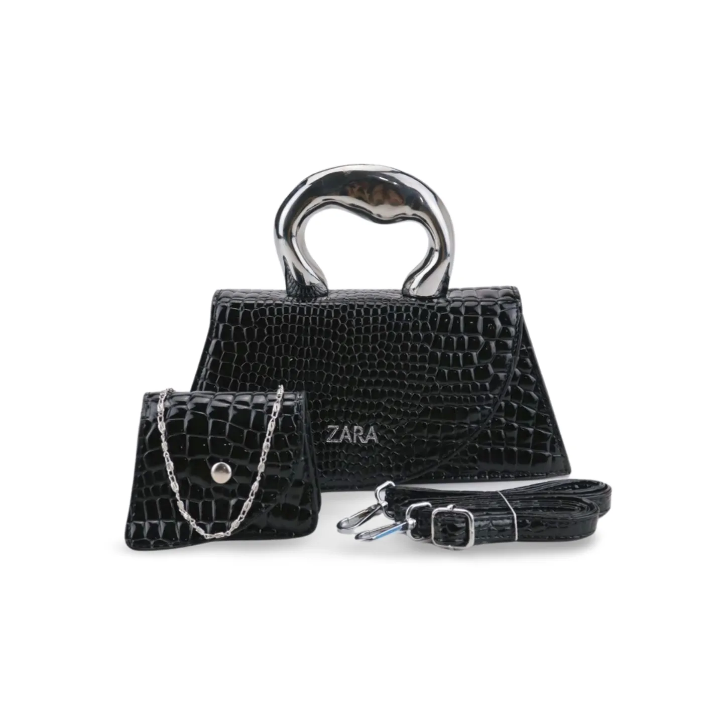 Stylish Double Compartment Crossbody Handbag With Wallet and Clutch Set Art-2020