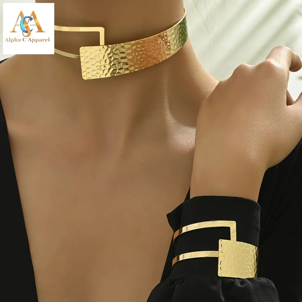 Stylish Gold Plated Jewelry Set - Irregular Geometry Design