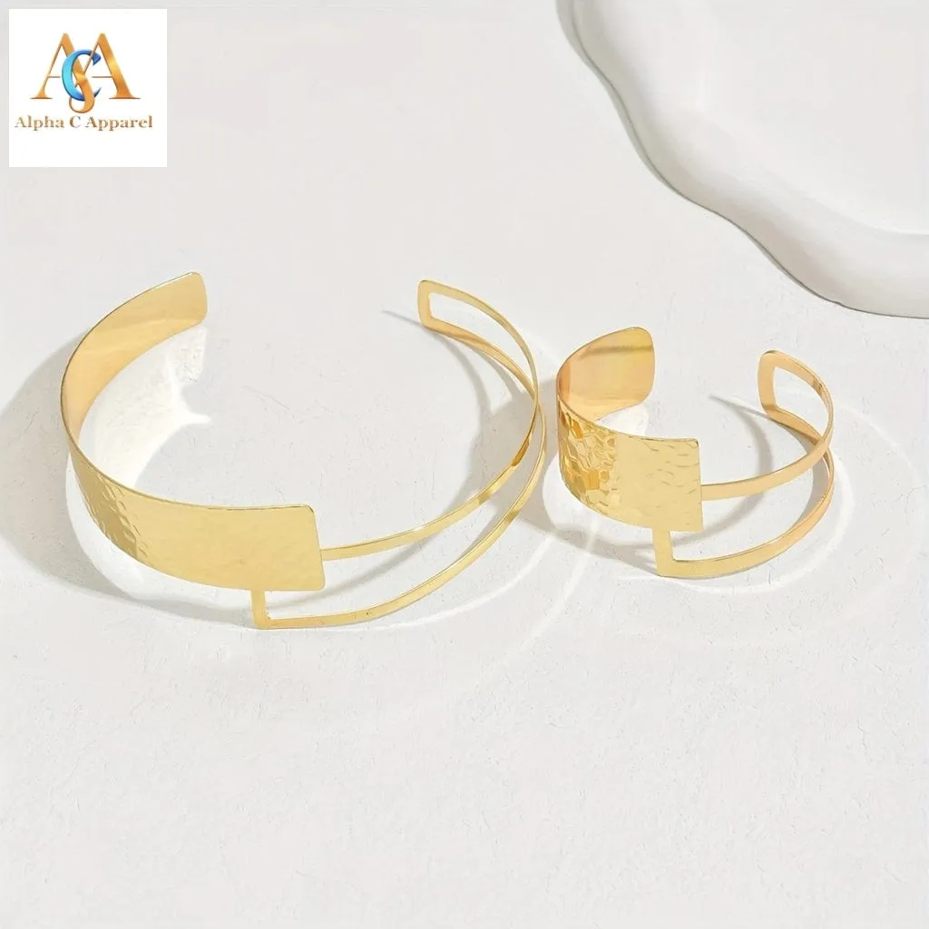 Stylish Gold Plated Jewelry Set - Irregular Geometry Design