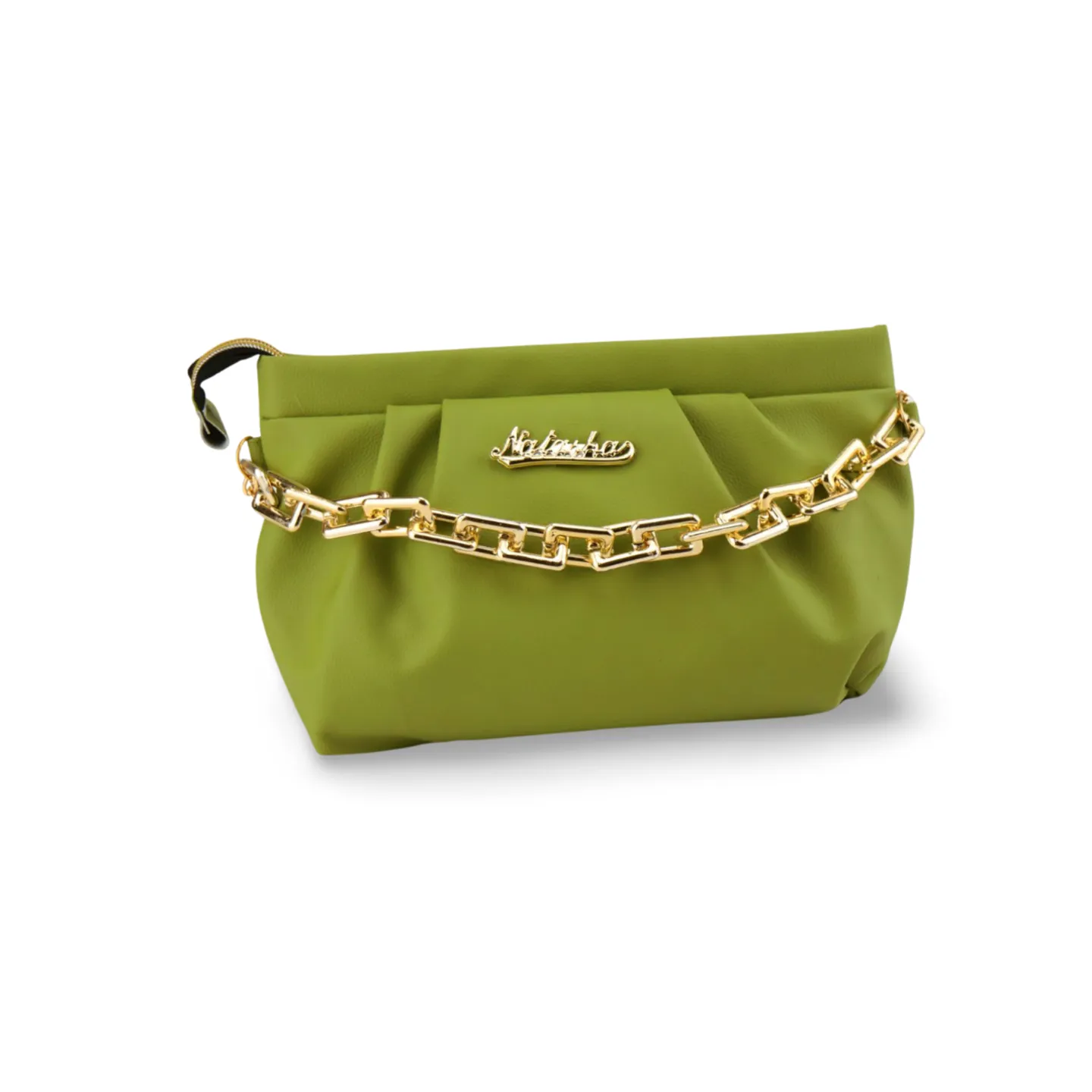 Stylish Ruched Shoulder Bag with Gold Chain For Women