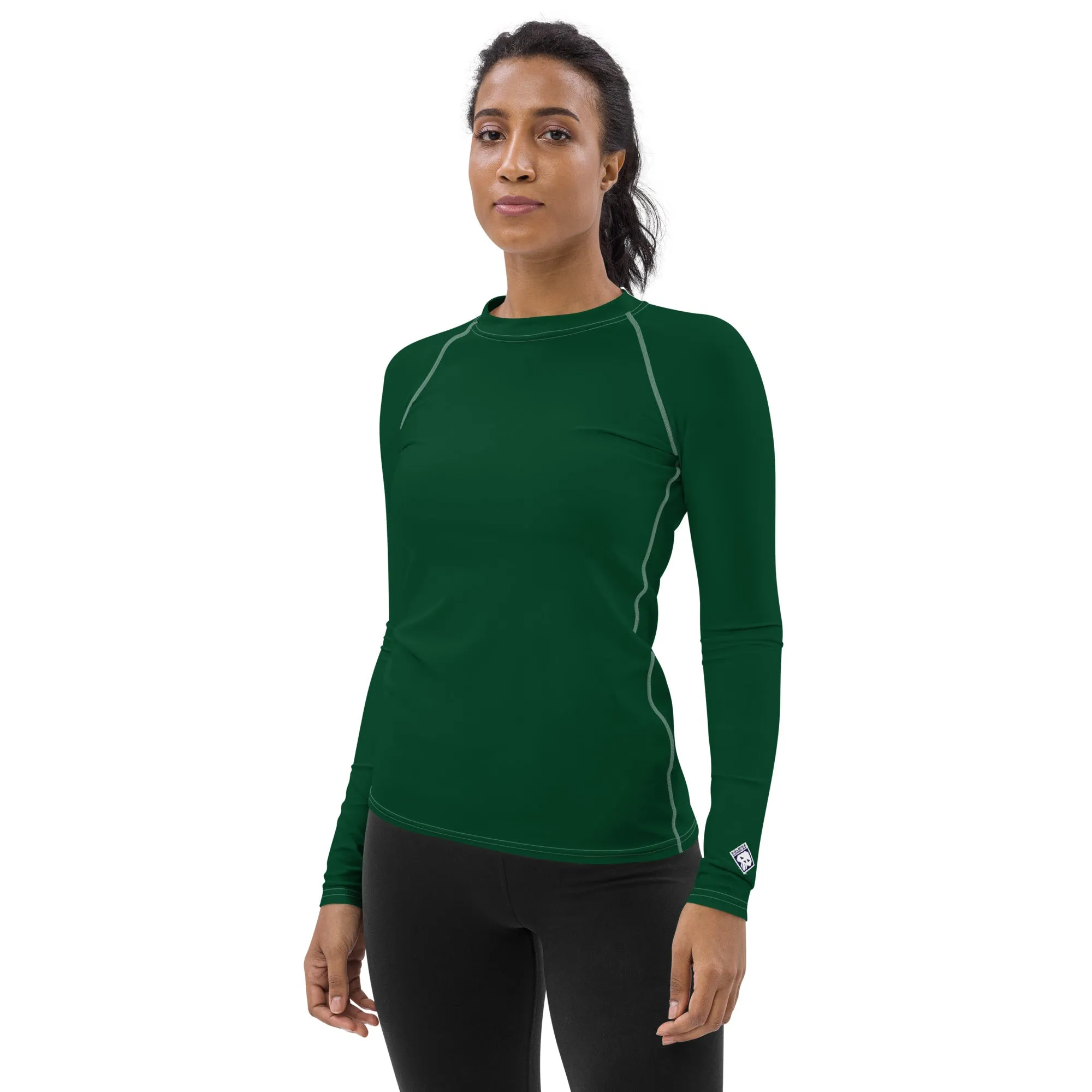 Stylish Shield: Women's Solid Color Rash Guard for Sun Protection - Sherwood Forest