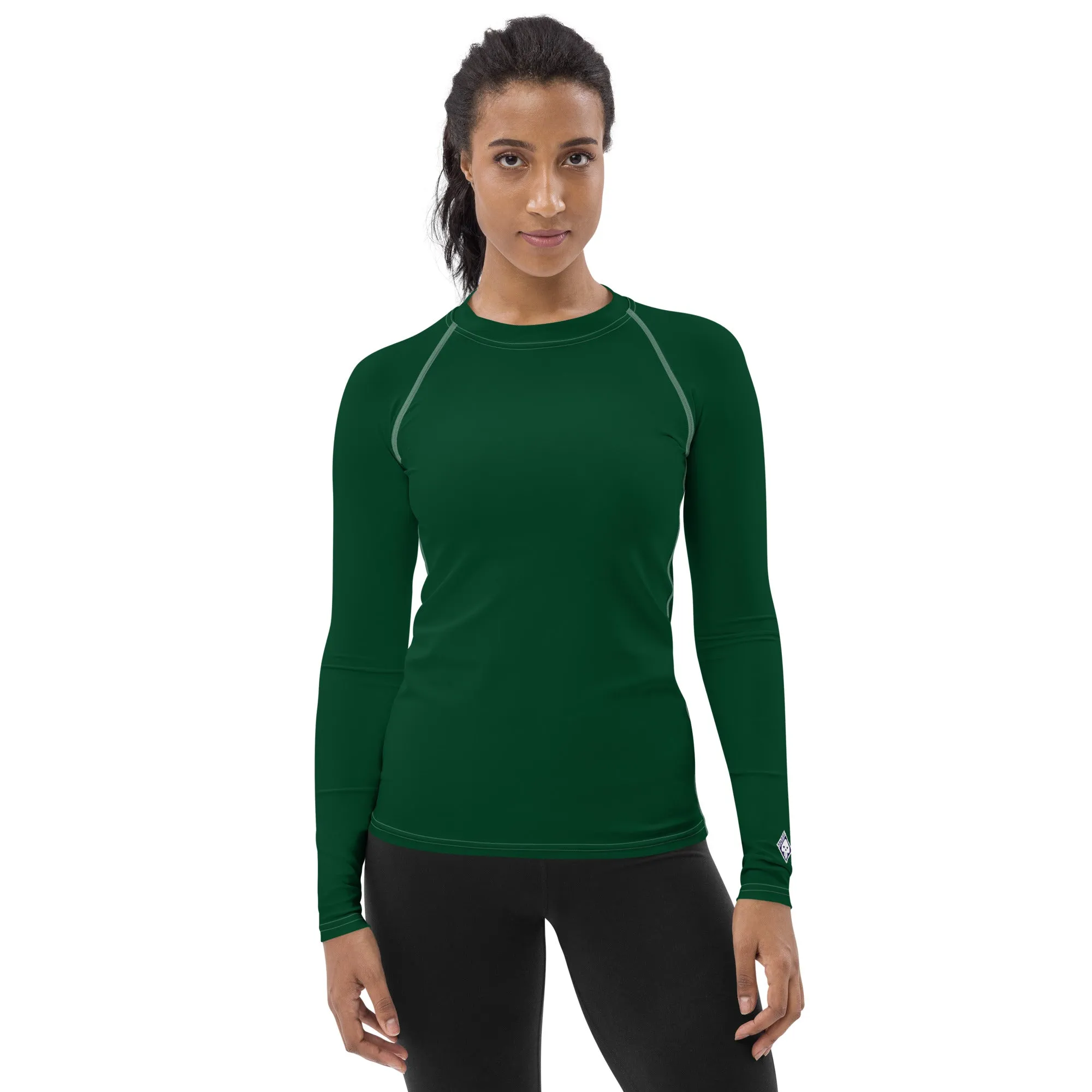 Stylish Shield: Women's Solid Color Rash Guard for Sun Protection - Sherwood Forest