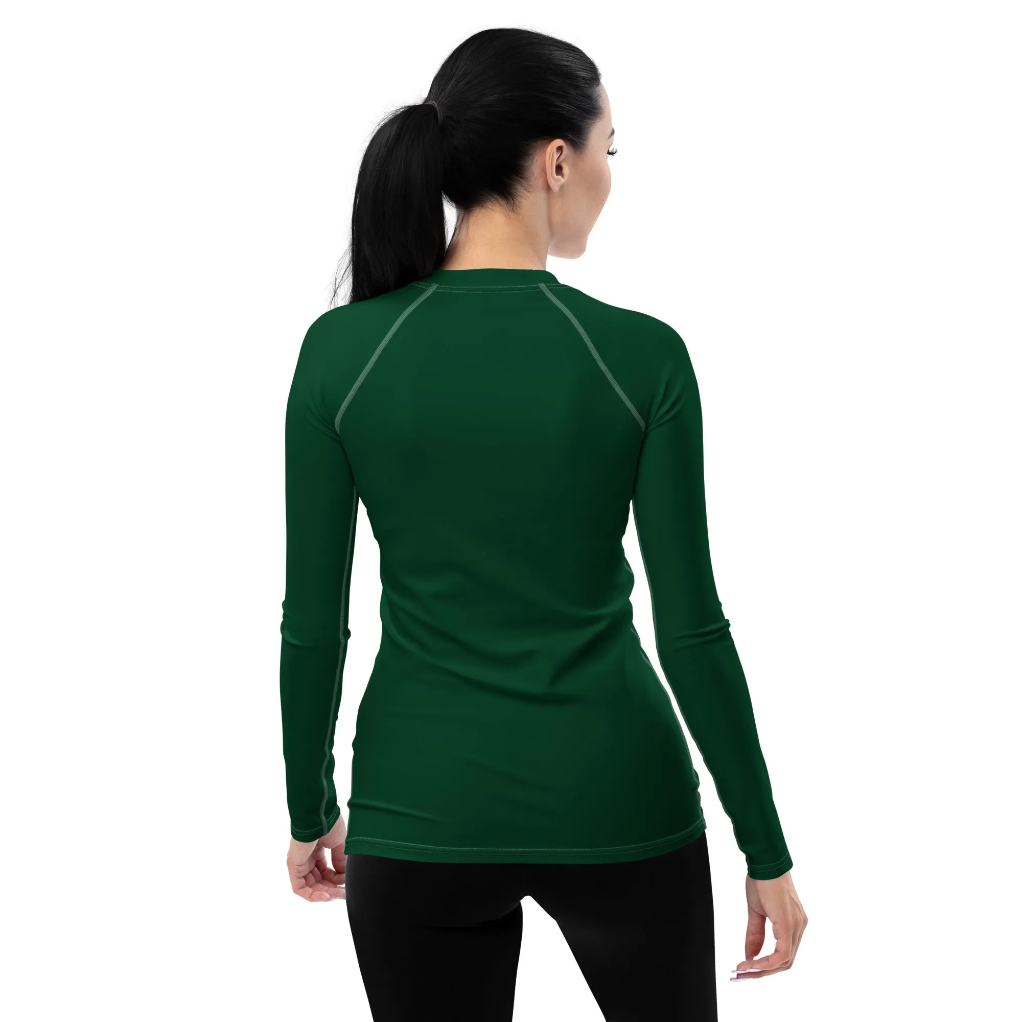 Stylish Shield: Women's Solid Color Rash Guard for Sun Protection - Sherwood Forest