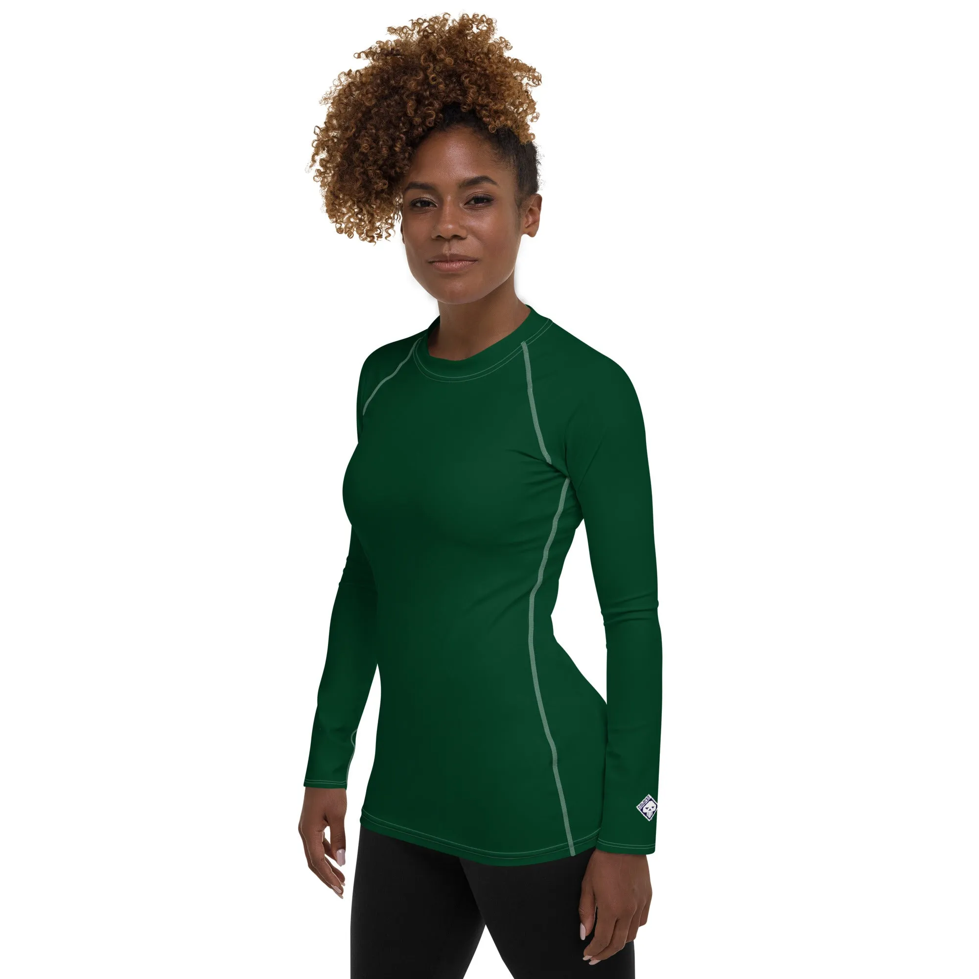 Stylish Shield: Women's Solid Color Rash Guard for Sun Protection - Sherwood Forest