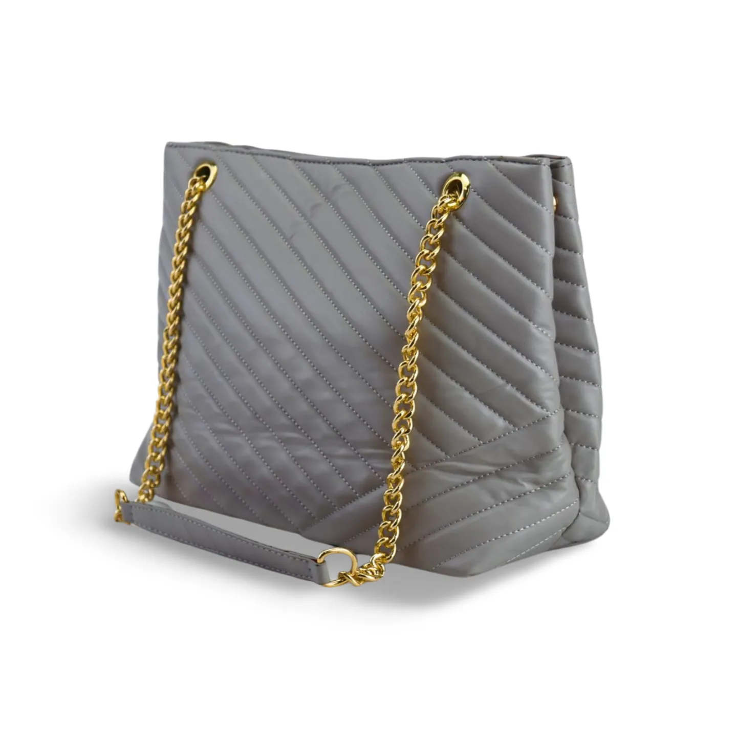 Stylish Women's Quilted Tote Bag with Gold Chain